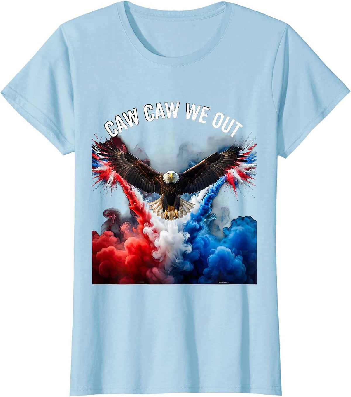 Women's Caw Caw We Out Funny Crow Bird Design T-Shirt - Baby Blue
