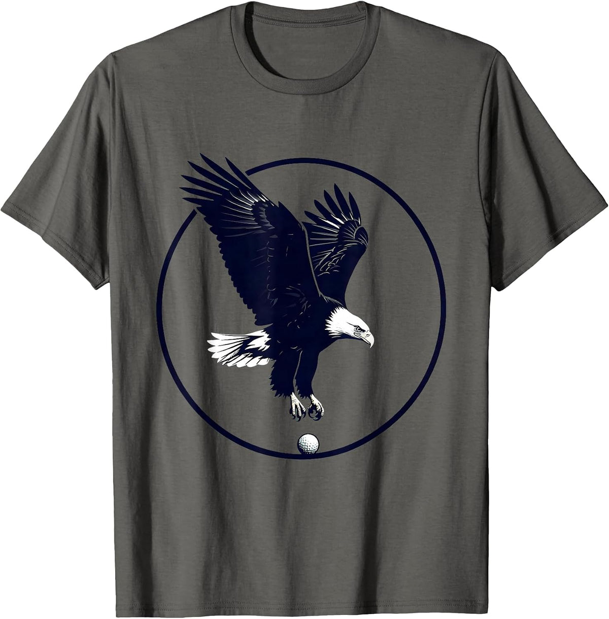 Men's Bald Eagle Diving at Golf Ball Graphic Tee T-Shirt - Asphalt Grey