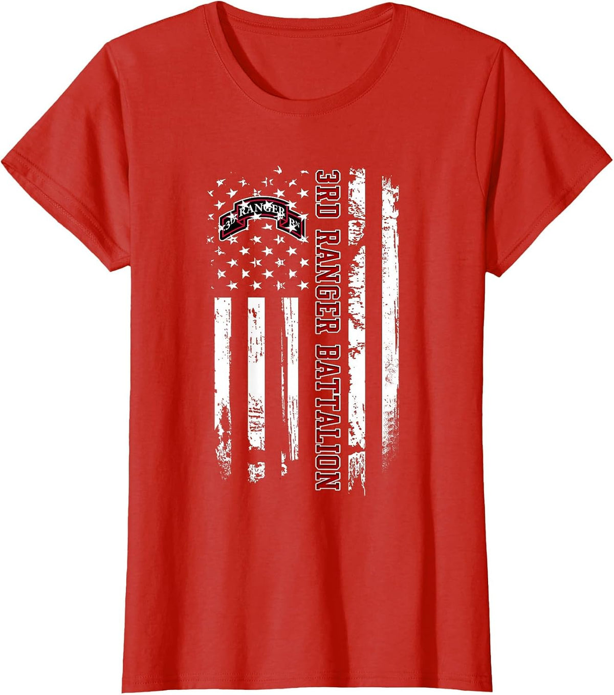 3rd Ranger Battalion Veteran USA Flag Veterans Day Xmas T-Shirt - Red