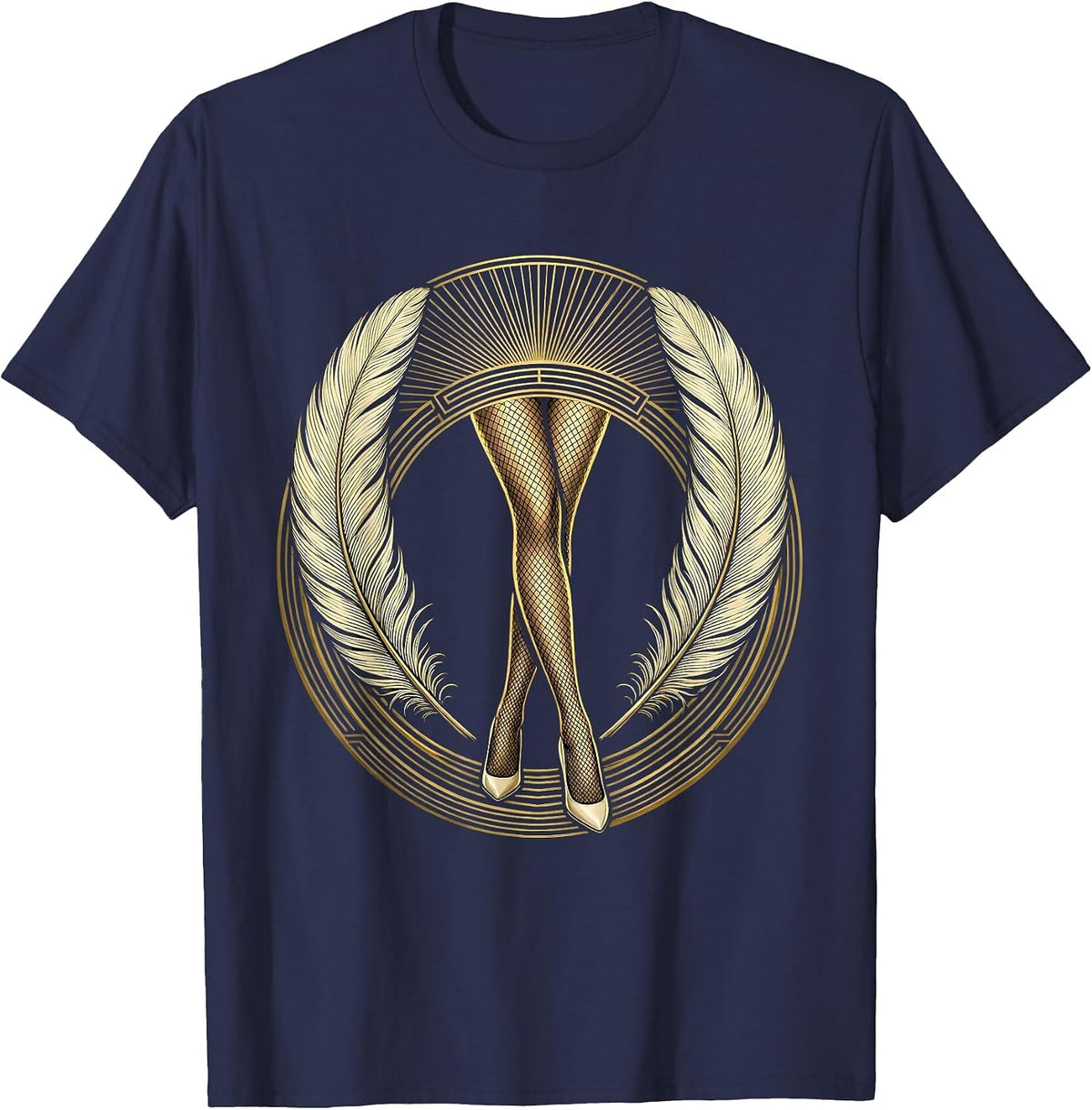 Men's Showgirl Legs Classic Pin-Up Illustration T-Shirt - Navy Blue