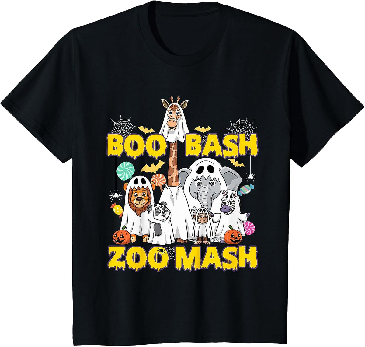 Boo Bash Zoo Mash Halloween Animals T-Shirt - Black