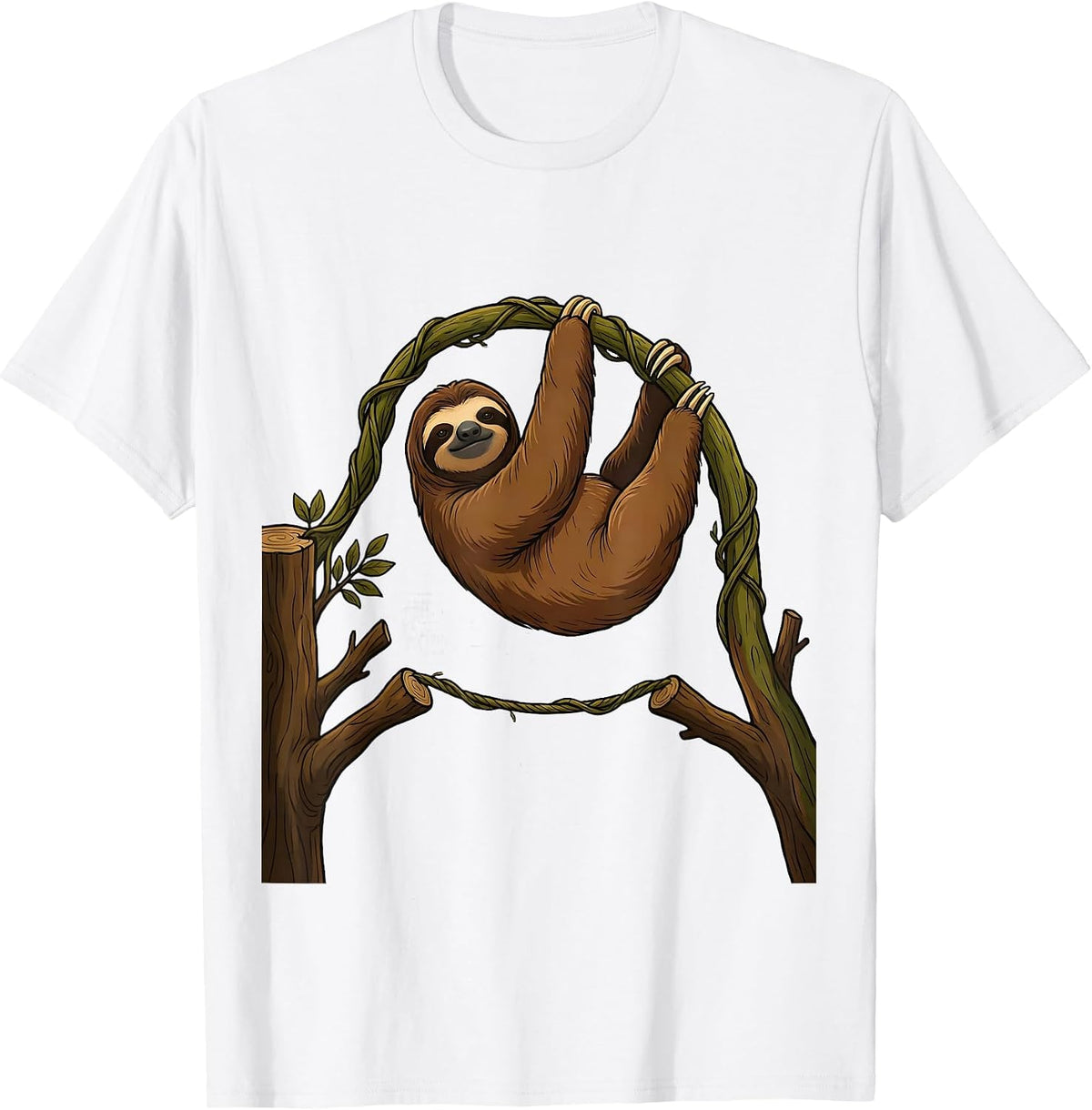 Men's Sloth Vine Chill Humor Novelty Gift T-Shirt - White