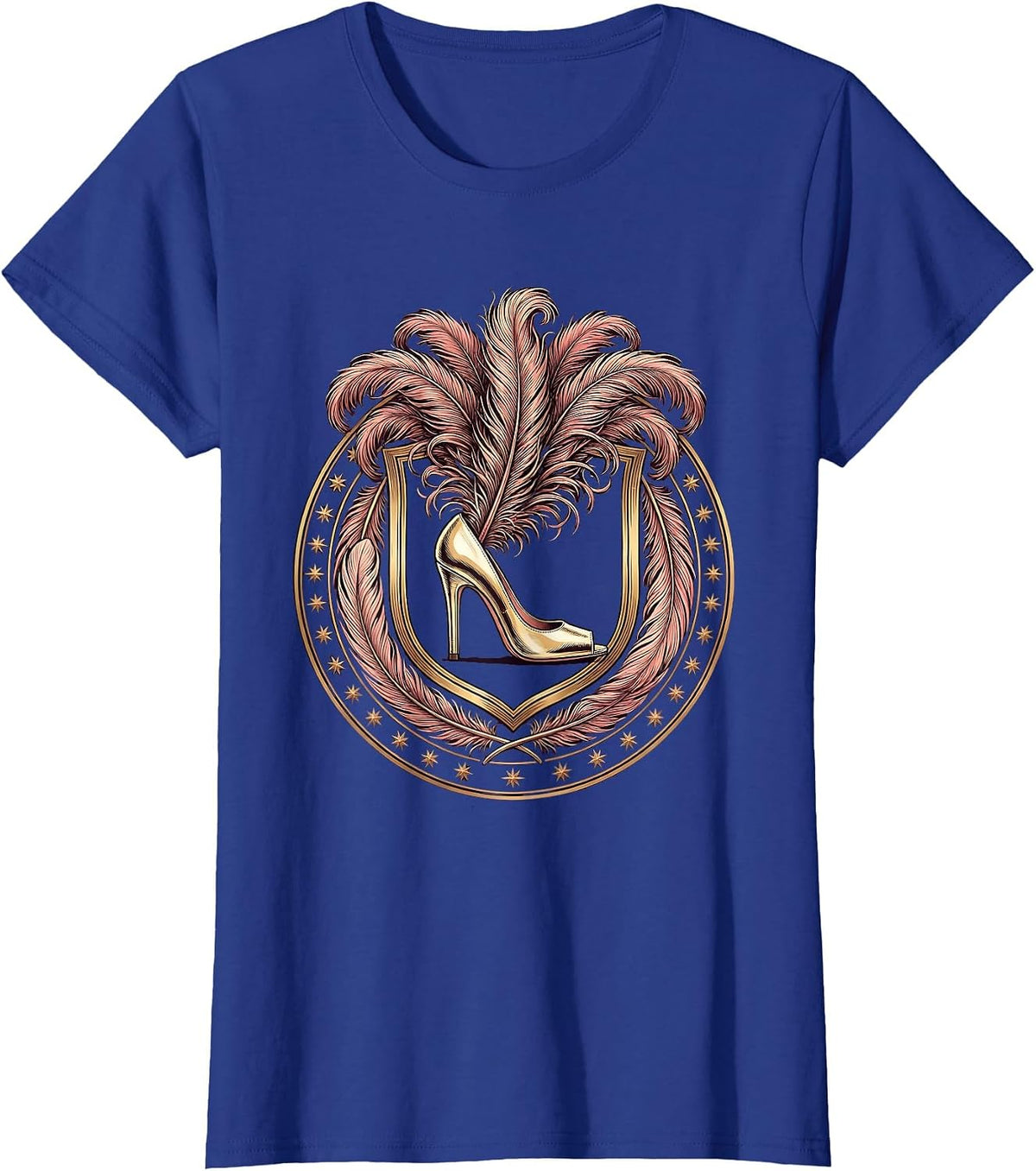 Women's Showgirl Era Marabou Feather Mule Slipper Graphic T-Shirt - Royal Blue
