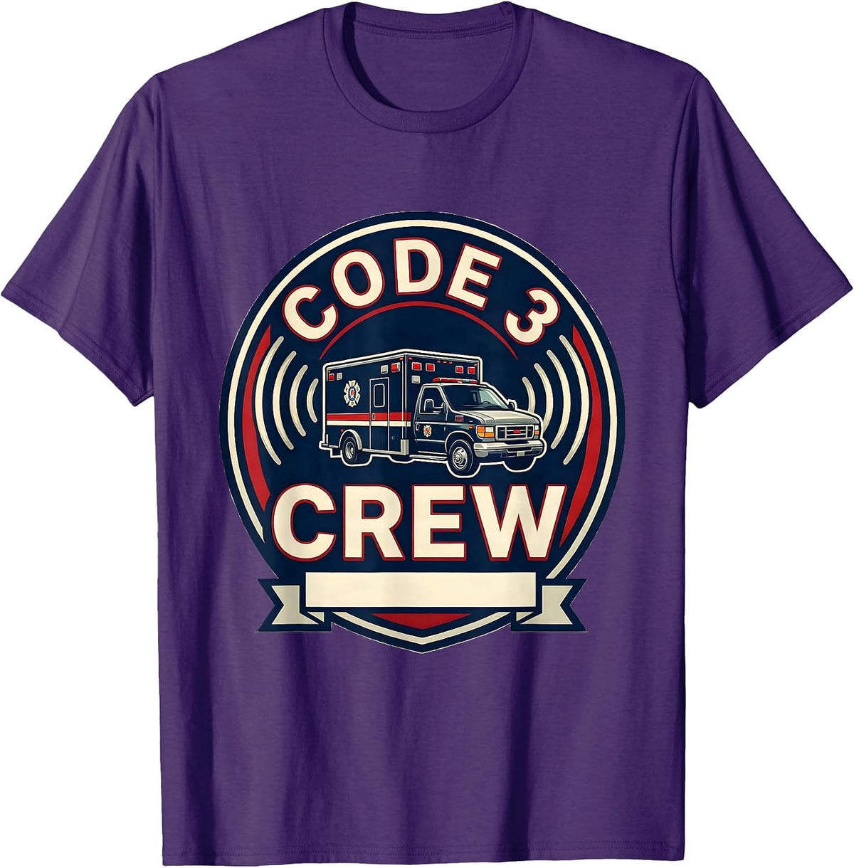 Men's Code 3 Crew EMS Paramedic EMT 911 Dispatcher Humor T-Shirt - Purple