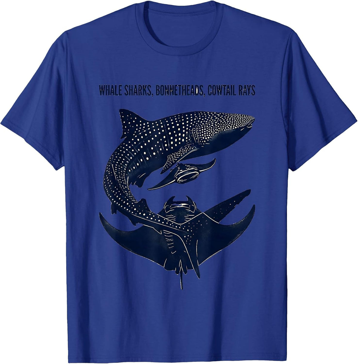 Whale Sharks, Bonnetheads, Cowtail Rays Marine Biology Humor T-Shirt - Royal Blue