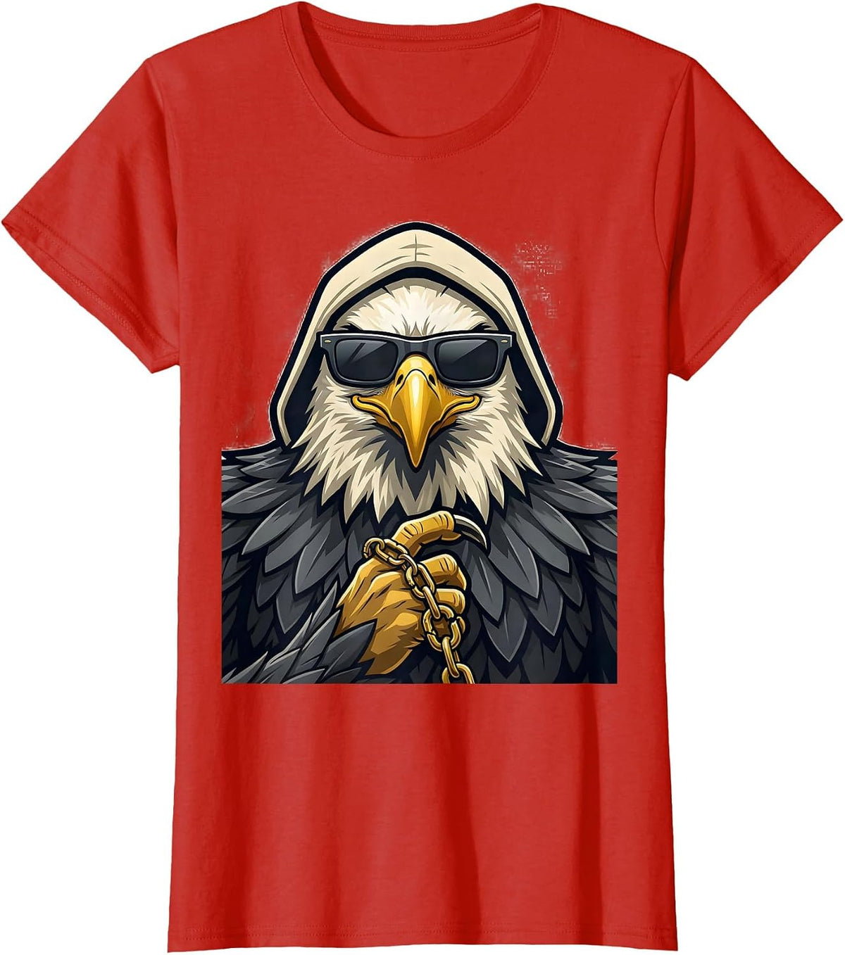 Bald Eagle Mascot Sunglasses Novelty Humor T-Shirt - Red