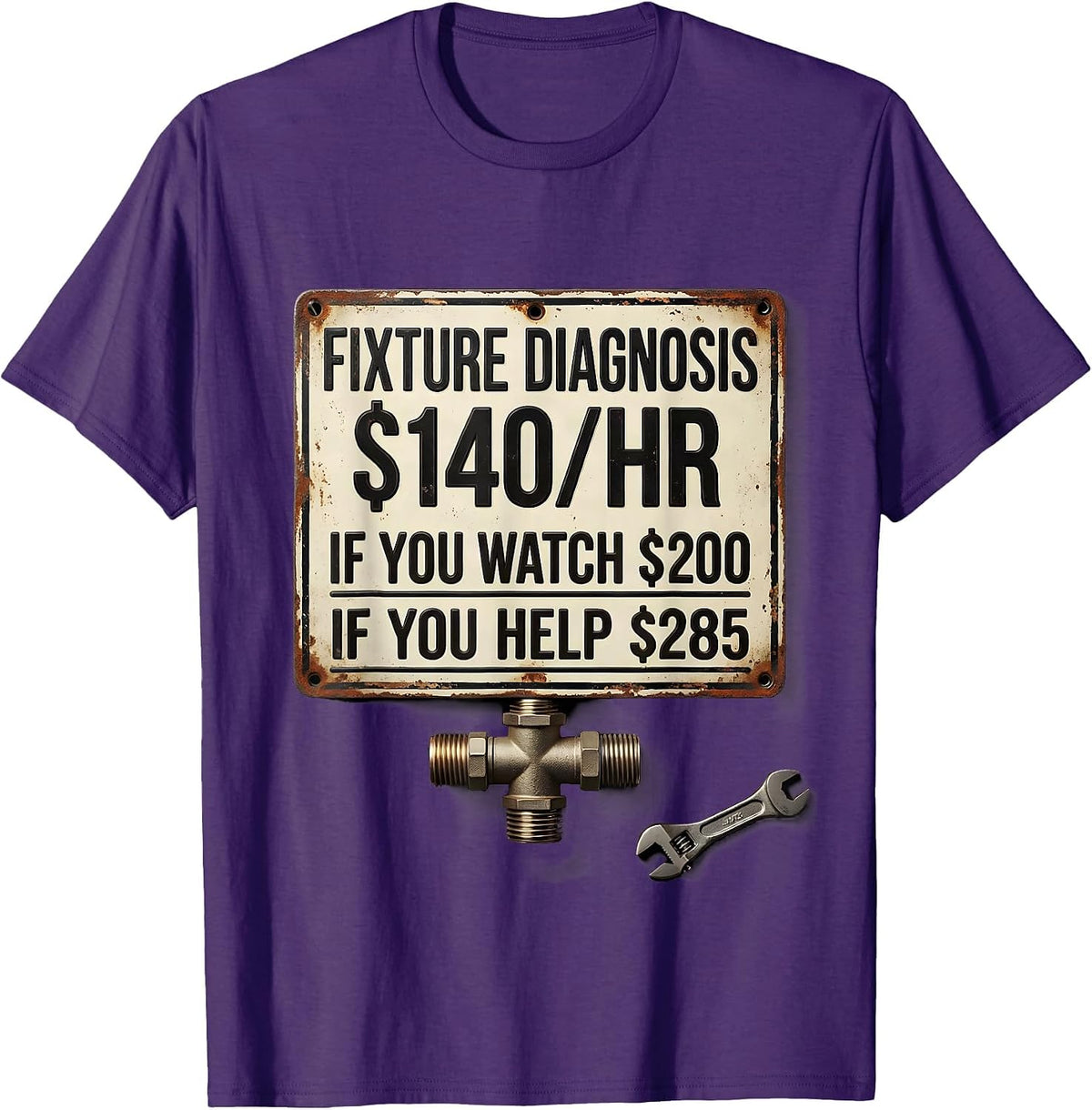 Men's Fixture Diagnosis Funny Plumber Trade Humor T-Shirt - Purple