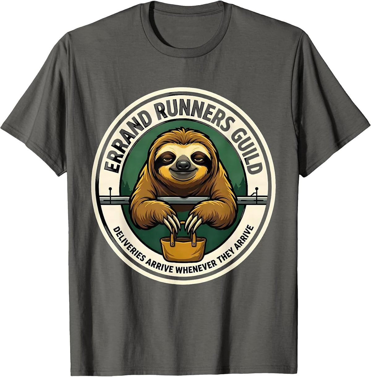 Men's Errand Runners Guild Sloth Lover Deadpan Humor T-Shirt - Asphalt Grey