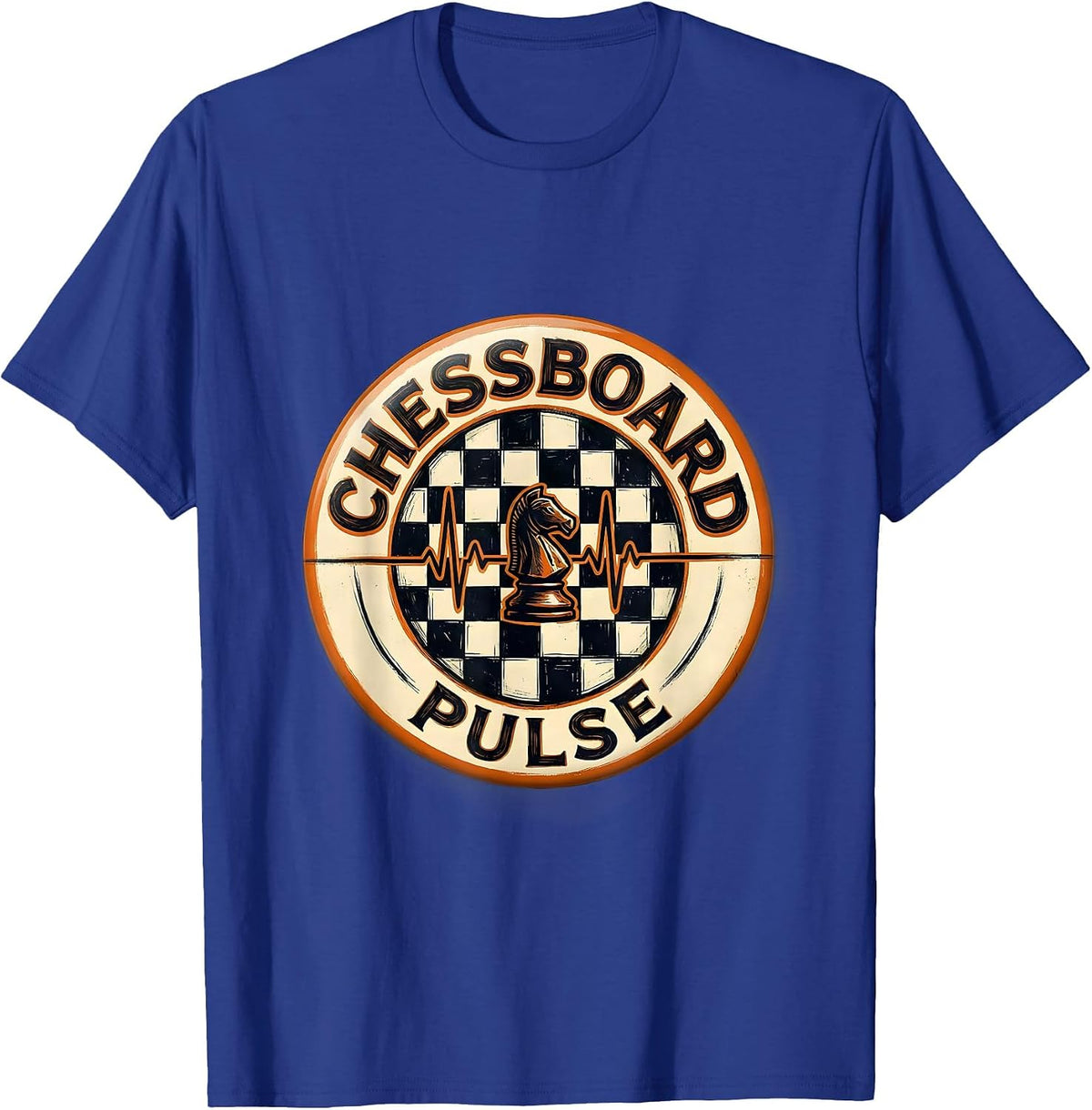 Chessboard Pulse Vintage Chess Enthusiast Gamer T-Shirt - Royal Blue