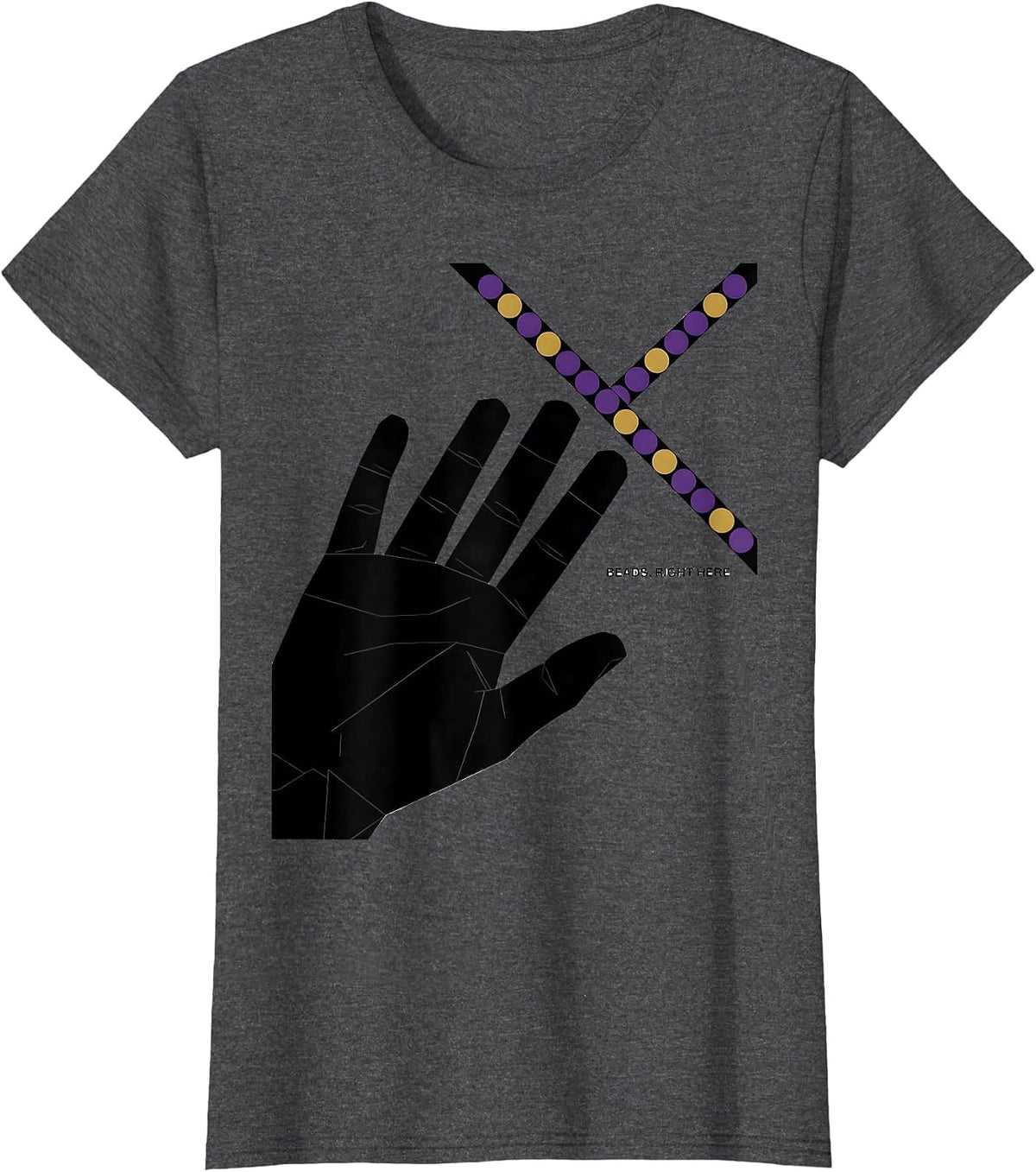 Women's Beads Right Here Swiss International Mardi Gras Carnival T-Shirt - Dark Heather Grey