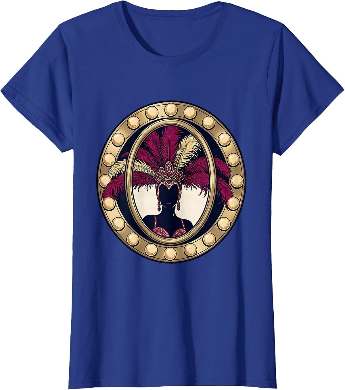 Women's Showgirl Dressing Room Mirror Reflection Graphic T-Shirt - Royal Blue