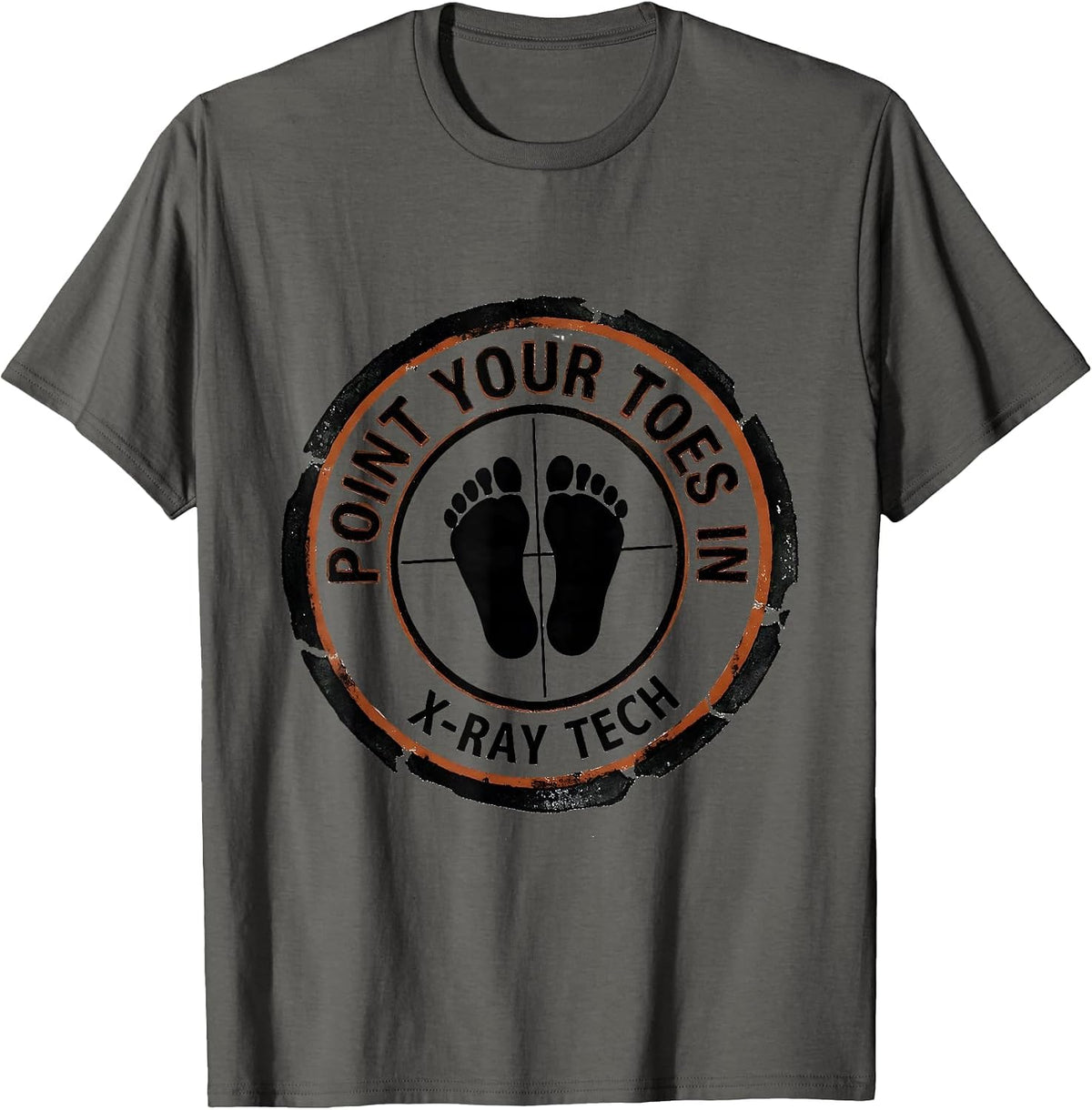 Point Your Toes In X-Ray Tech Rubber Stamp Rad Tech T-Shirt - Asphalt Grey