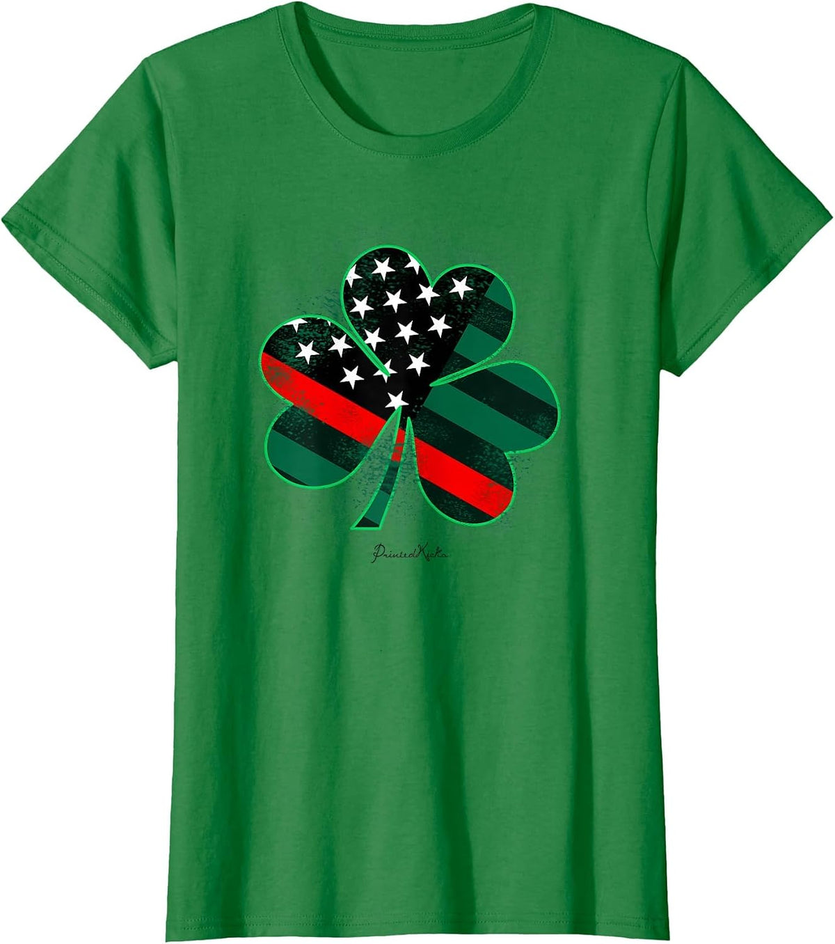 Thin Red Line St Patricks Day Shirt Firefighter Shamrock Tee - Kelly Green