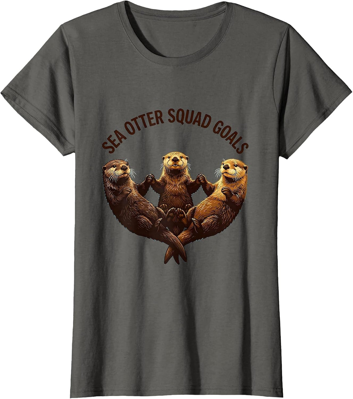 Women's Sea Otter Squad Goals Cute Otter Design T-Shirt - Asphalt Grey