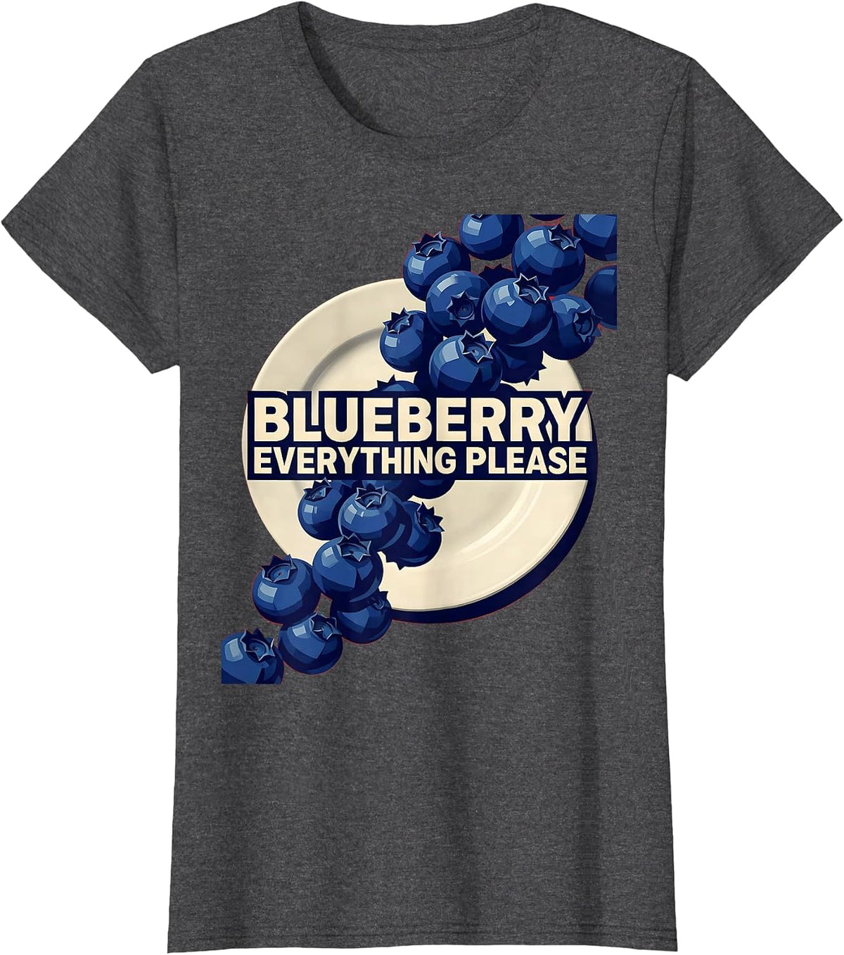 Women's Red White and Blueberries Patriotic Fruit Design T-Shirt - Dark Heather Grey
