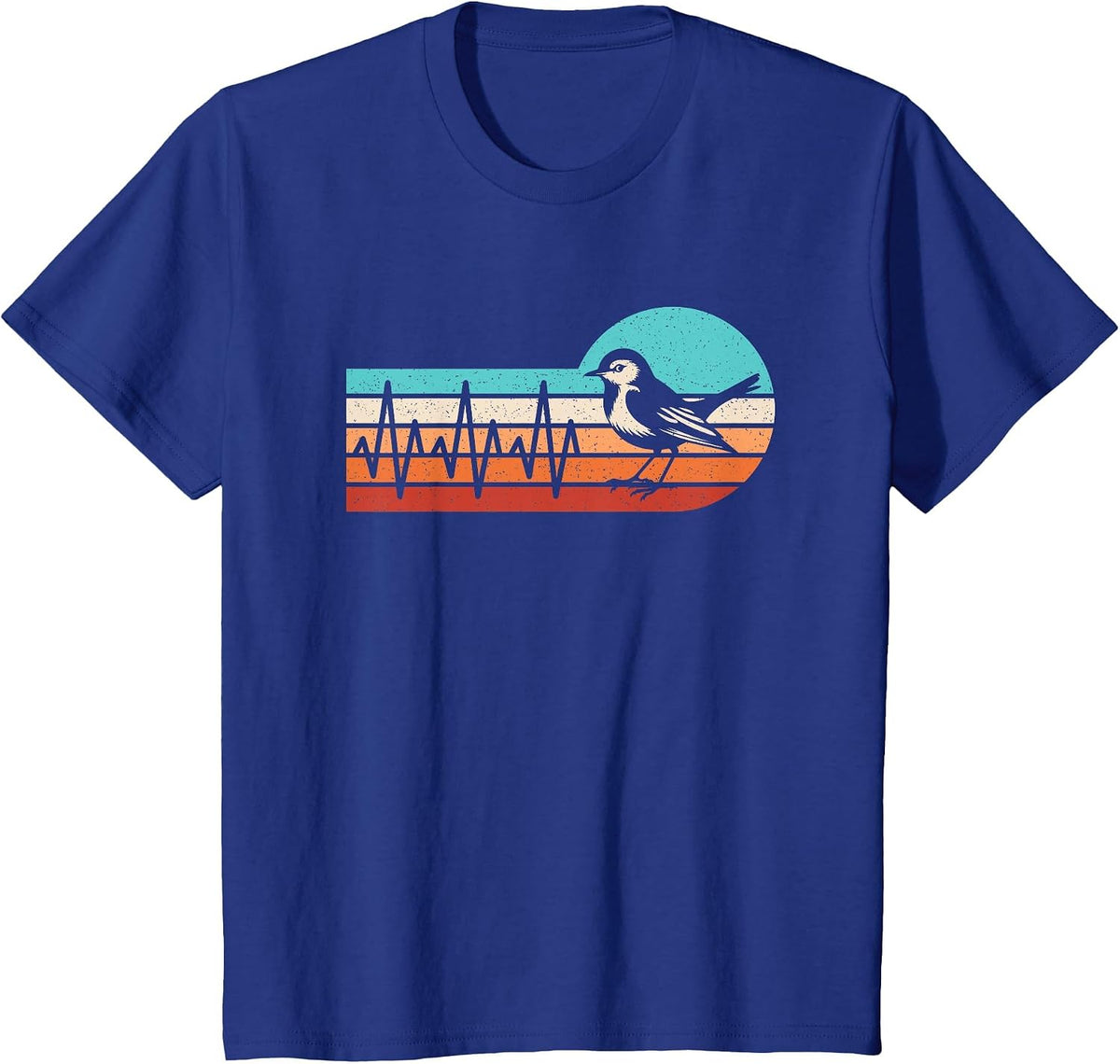 Bird Heartbeat Funny Bird Watching Retro Birding Men Women T-Shirt - Royal Blue