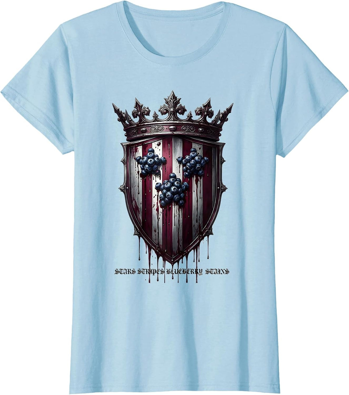 Stars Stripes Blueberry Stains Patriotic Design T-Shirt - Baby Blue