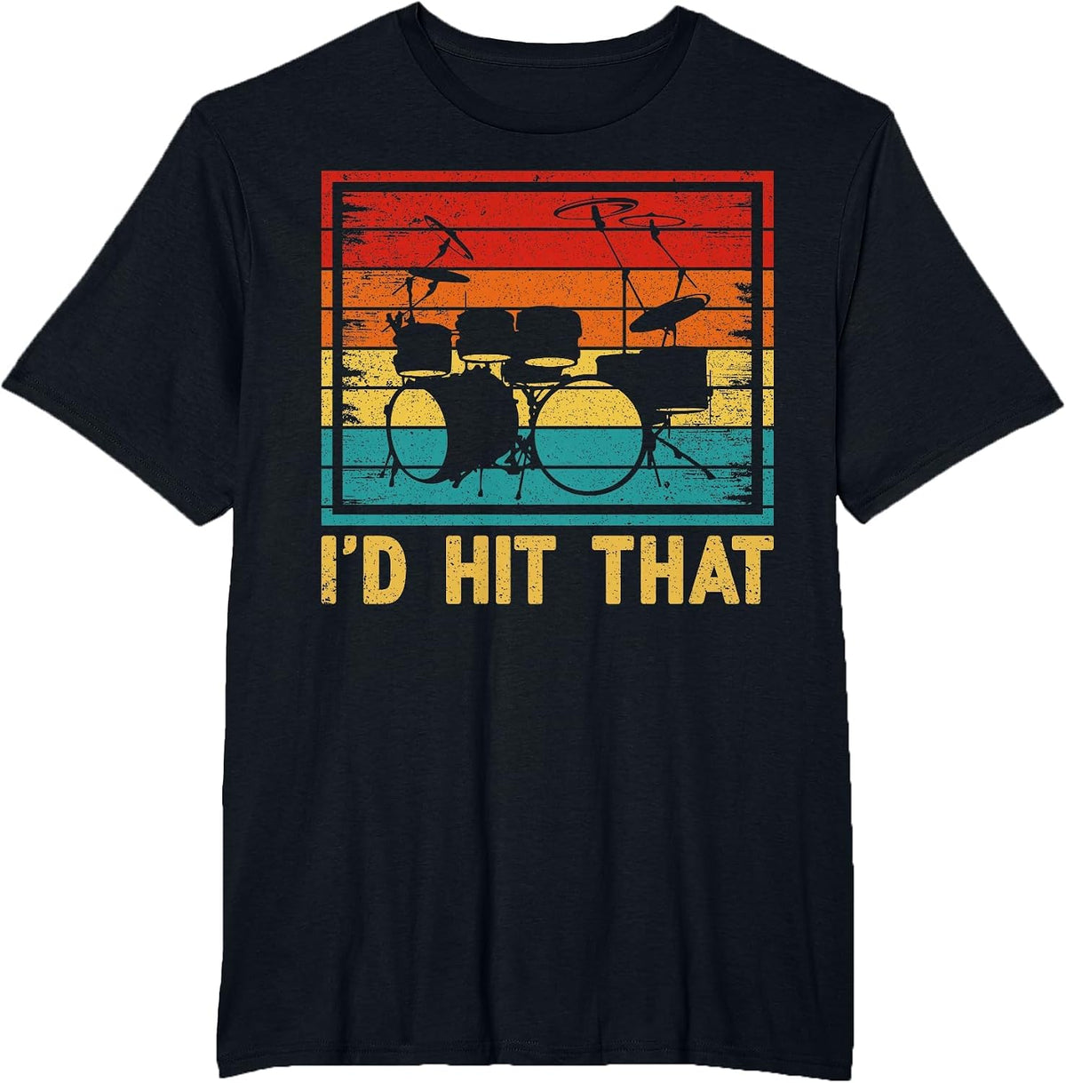 Drum Set Vintage I'd Hit that Drum Player Drumming Drummer T-Shirt - Black