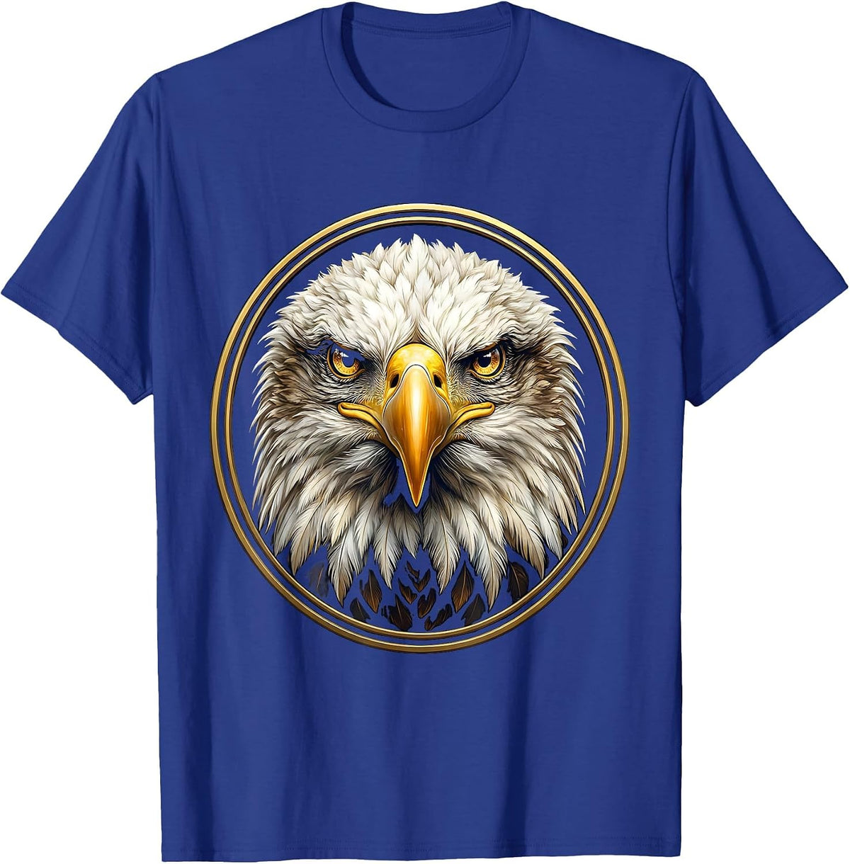Men's Bald Eagle Head Portrait Sharp Eyes Illustration T-Shirt - Royal Blue