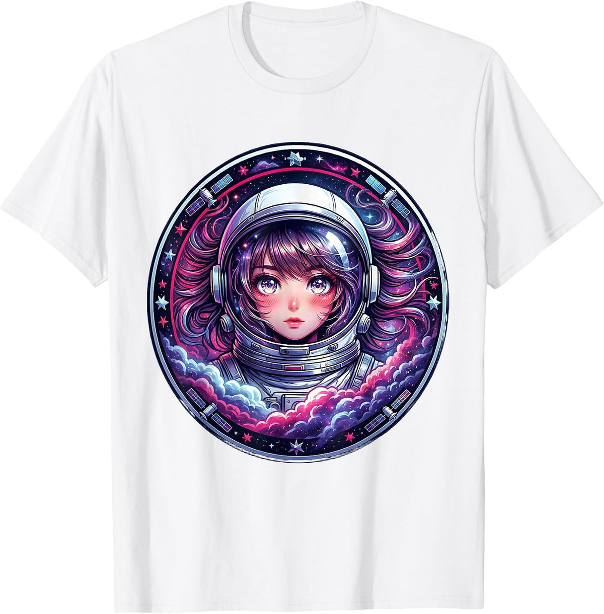 Men's Cosmonaut Nebula Space Explorer Illustration T-Shirt - White
