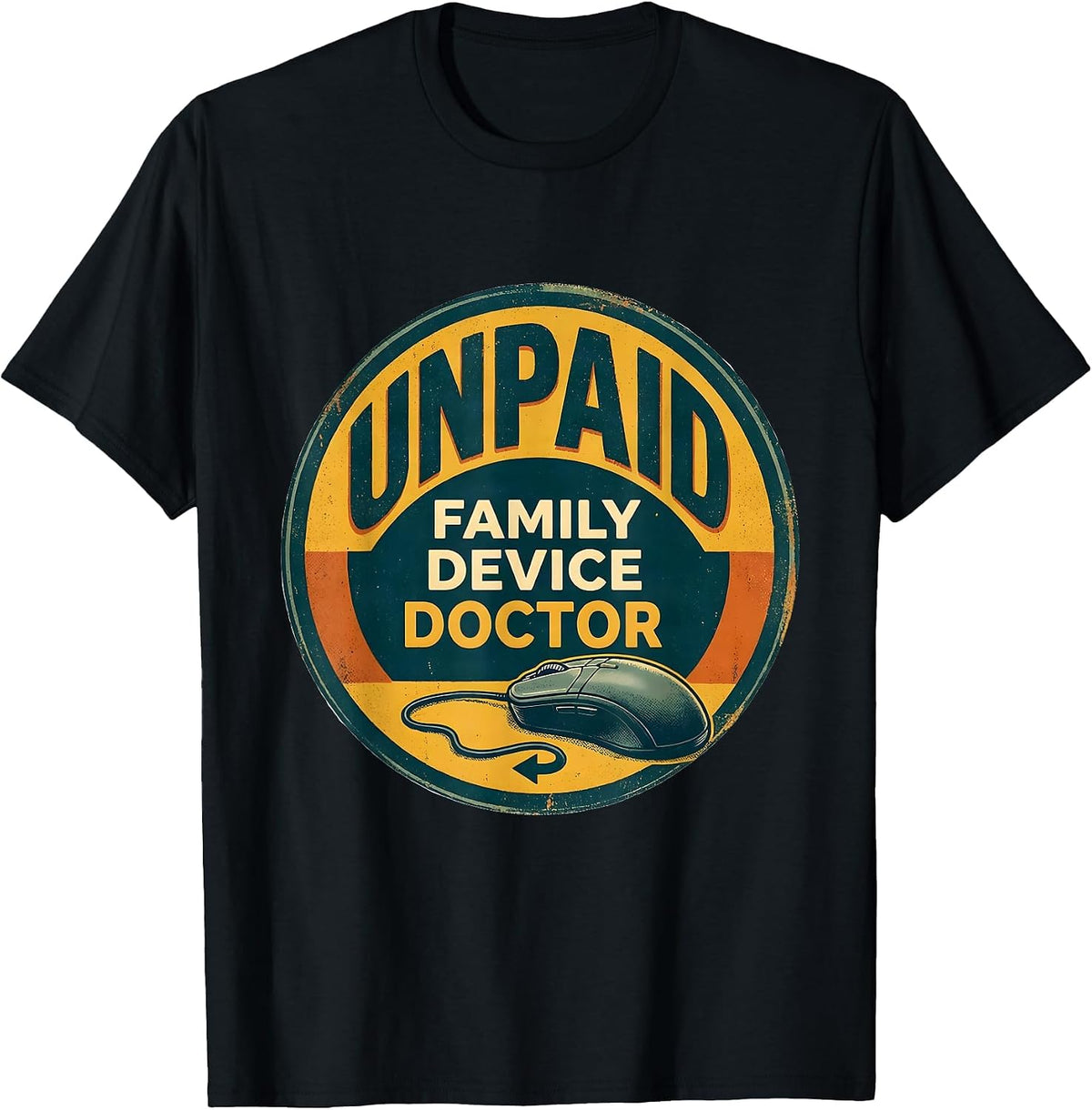 Men's I'm The Family's Unpaid Device Doctor Vintage IT Humor T-Shirt - Black