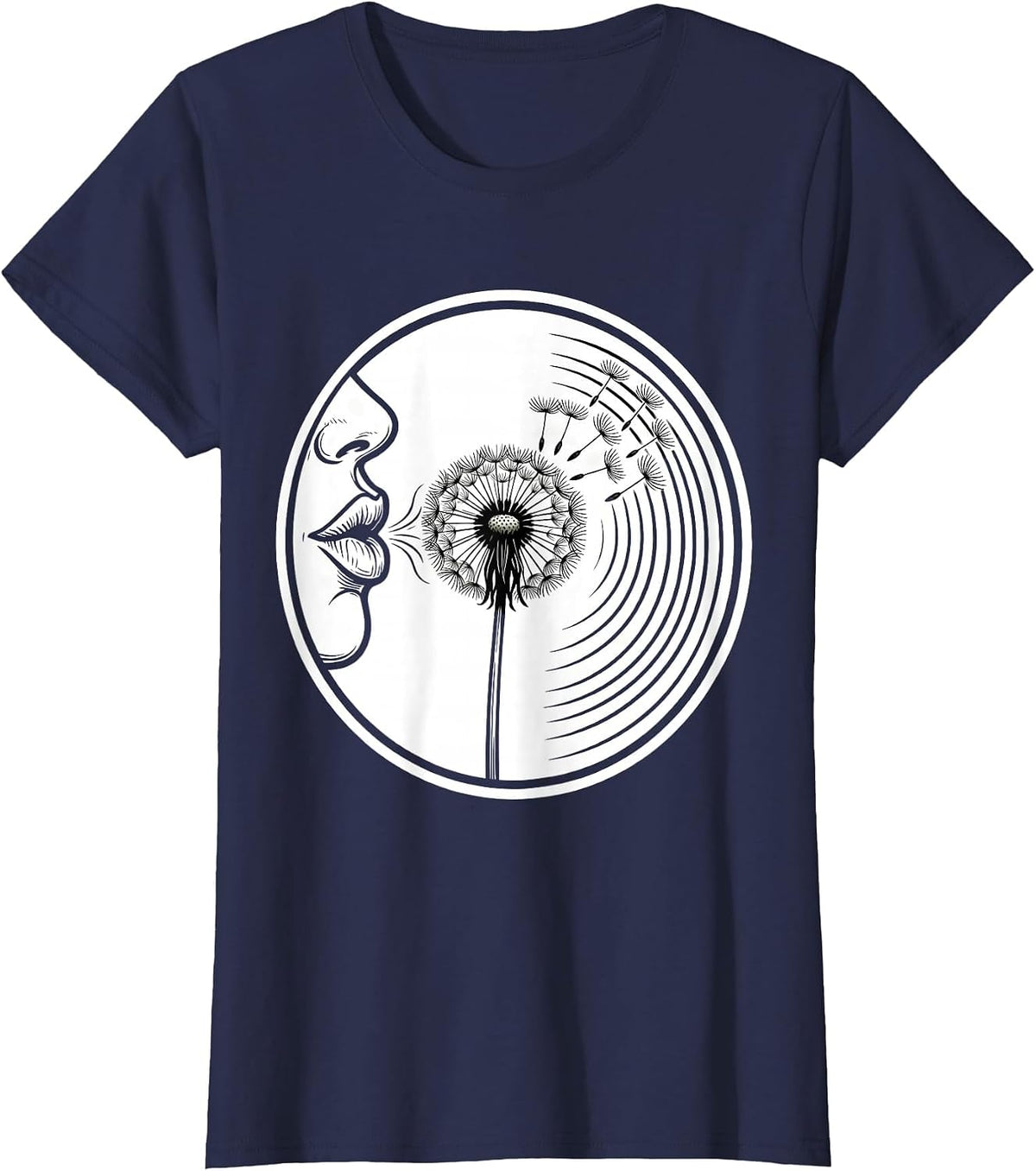Women's Speech Therapy Dandelion Sound Waves Illustration T-Shirt - Navy Blue