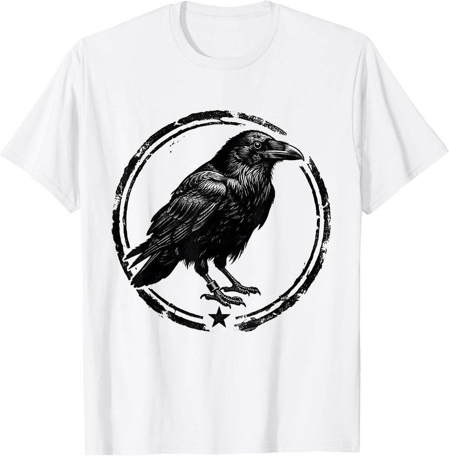 Men's Raven Crow Dark Humor Gothic Bird Lover T-Shirt - White