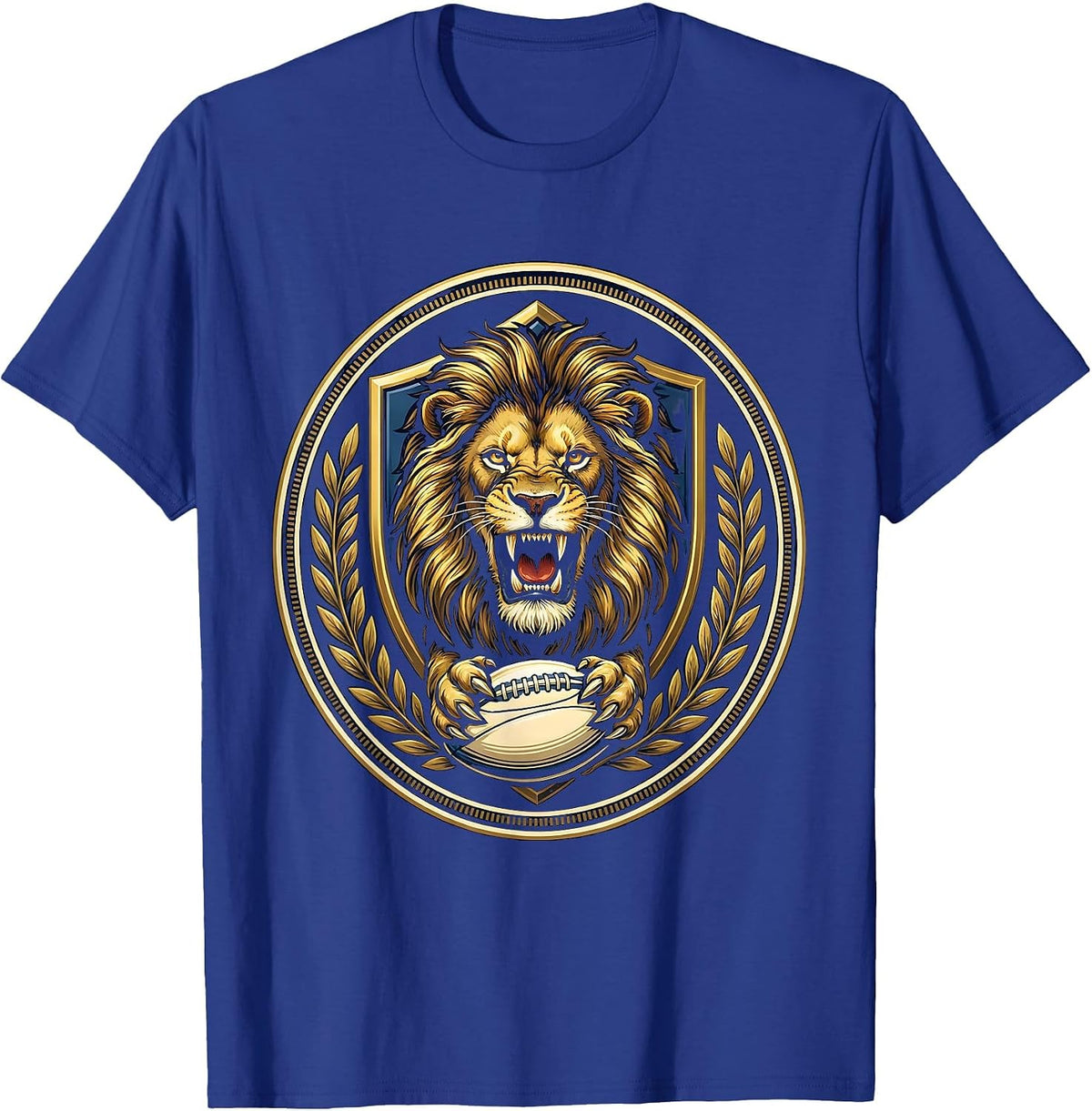 Men's Roaring Lion Rugby Ball Graphic T-Shirt - Royal Blue