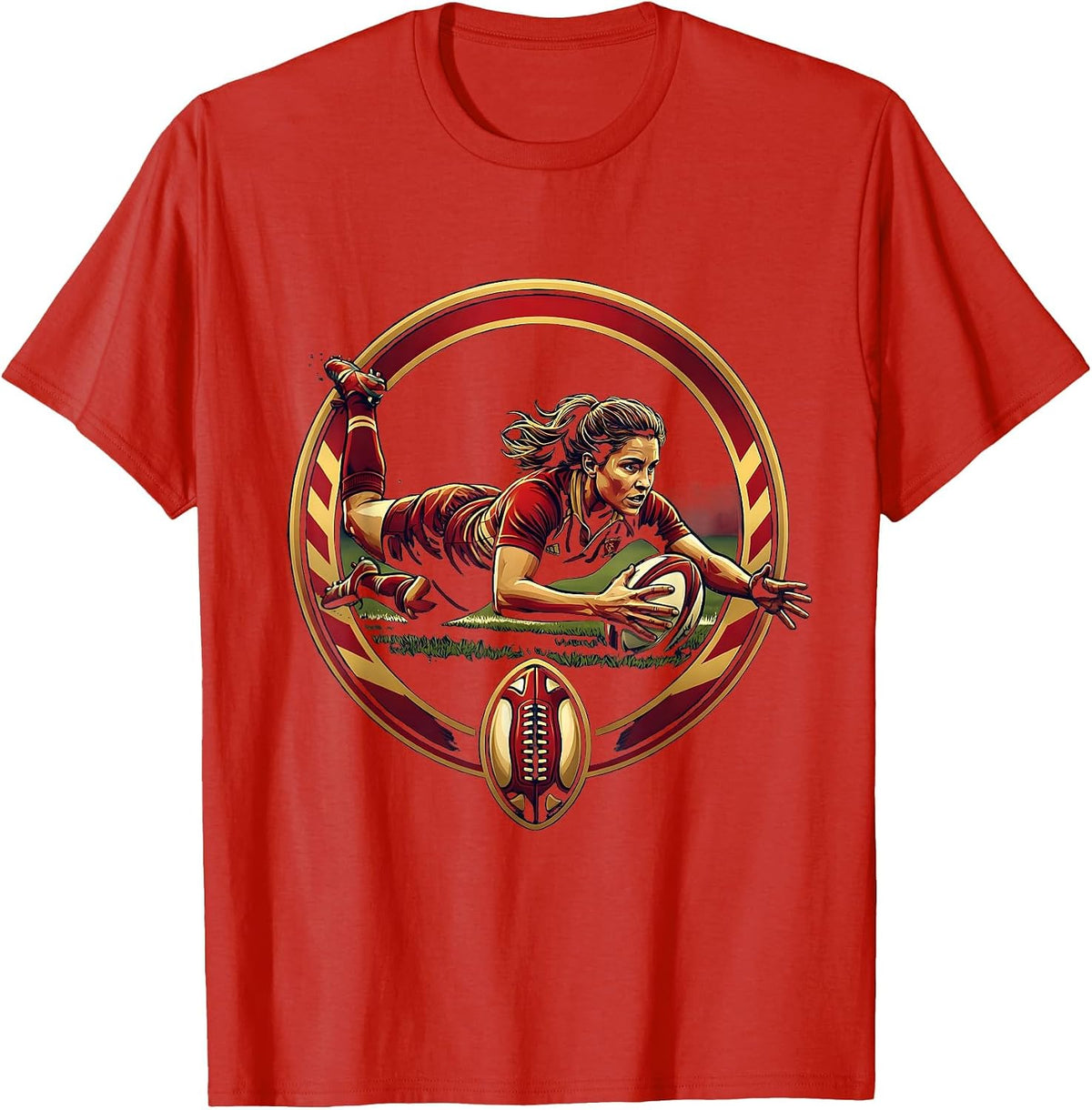 Men's Rugby Try Scorer Graphic Tee T-Shirt - Red