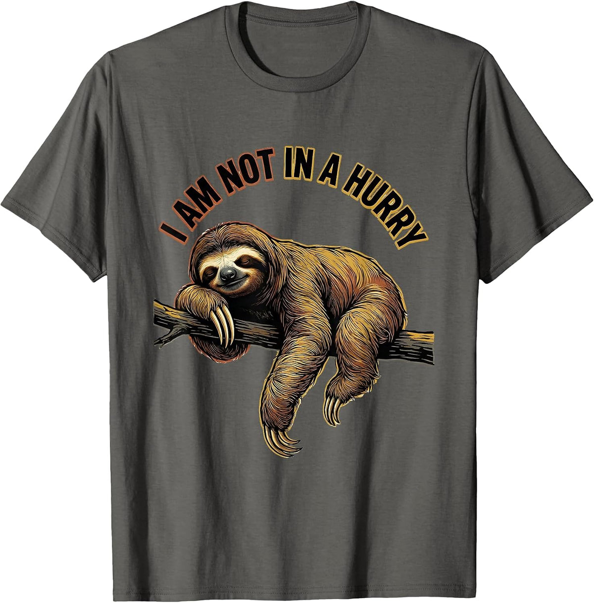 I Am Not In A Hurry Funny Sloth Humor Novelty Gift T-Shirt - Asphalt Grey