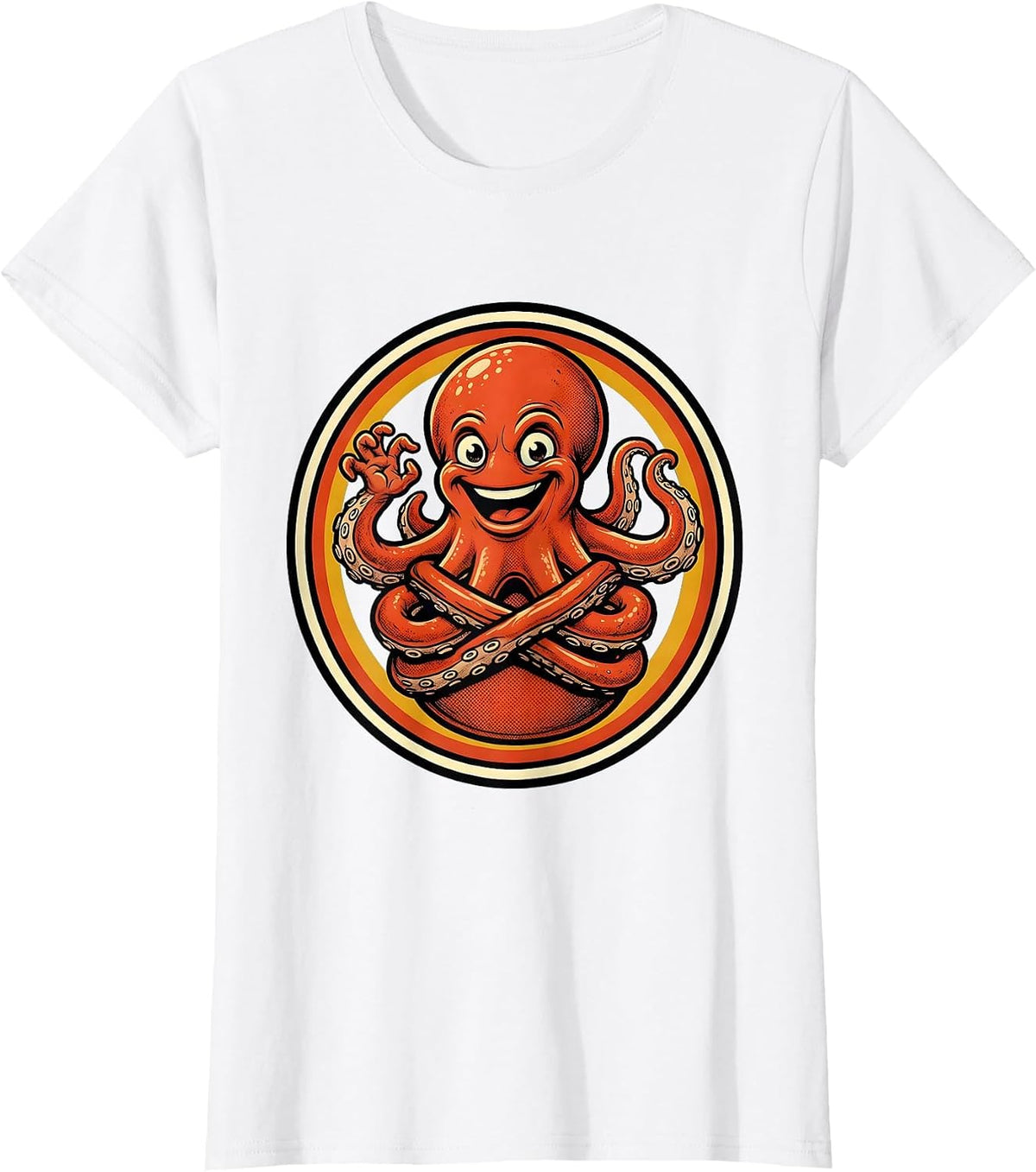 Funny Octopus Tangled In Its Own Arms T-Shirt - White