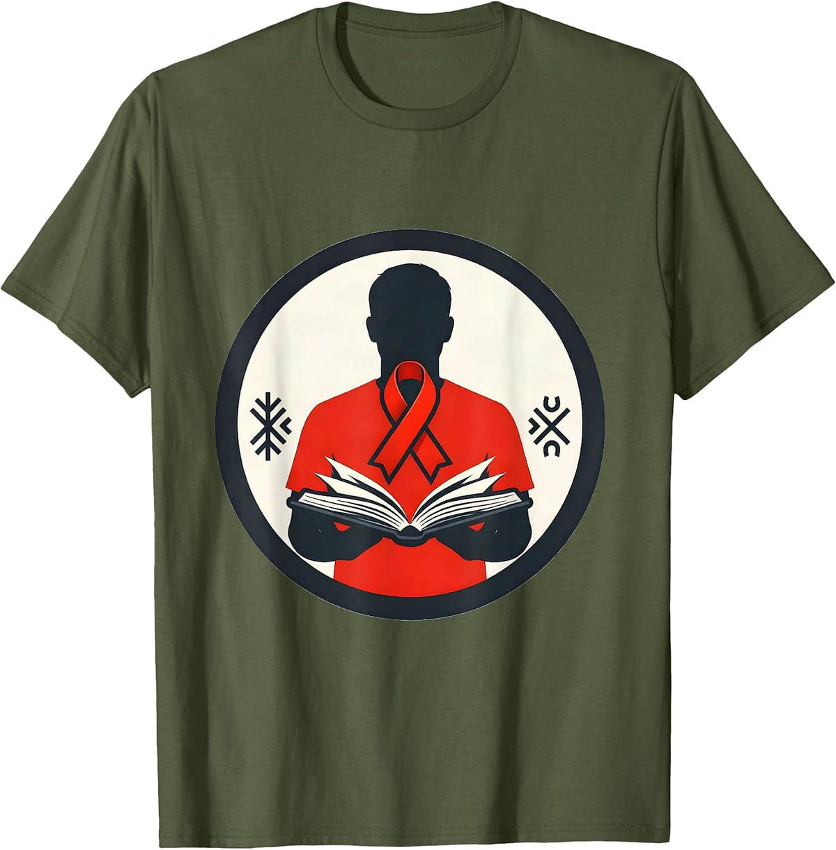 Sealed Badge Dyslexia Awareness Teacher October T-Shirt - Olive Green