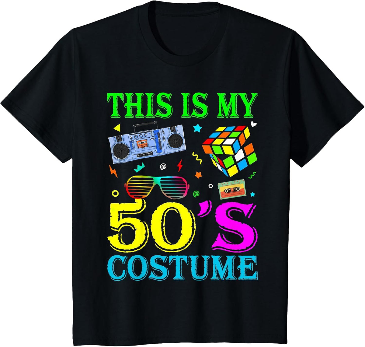 Vintage Matching Halloween 1950s This is My 50's Costume T-Shirt - Black