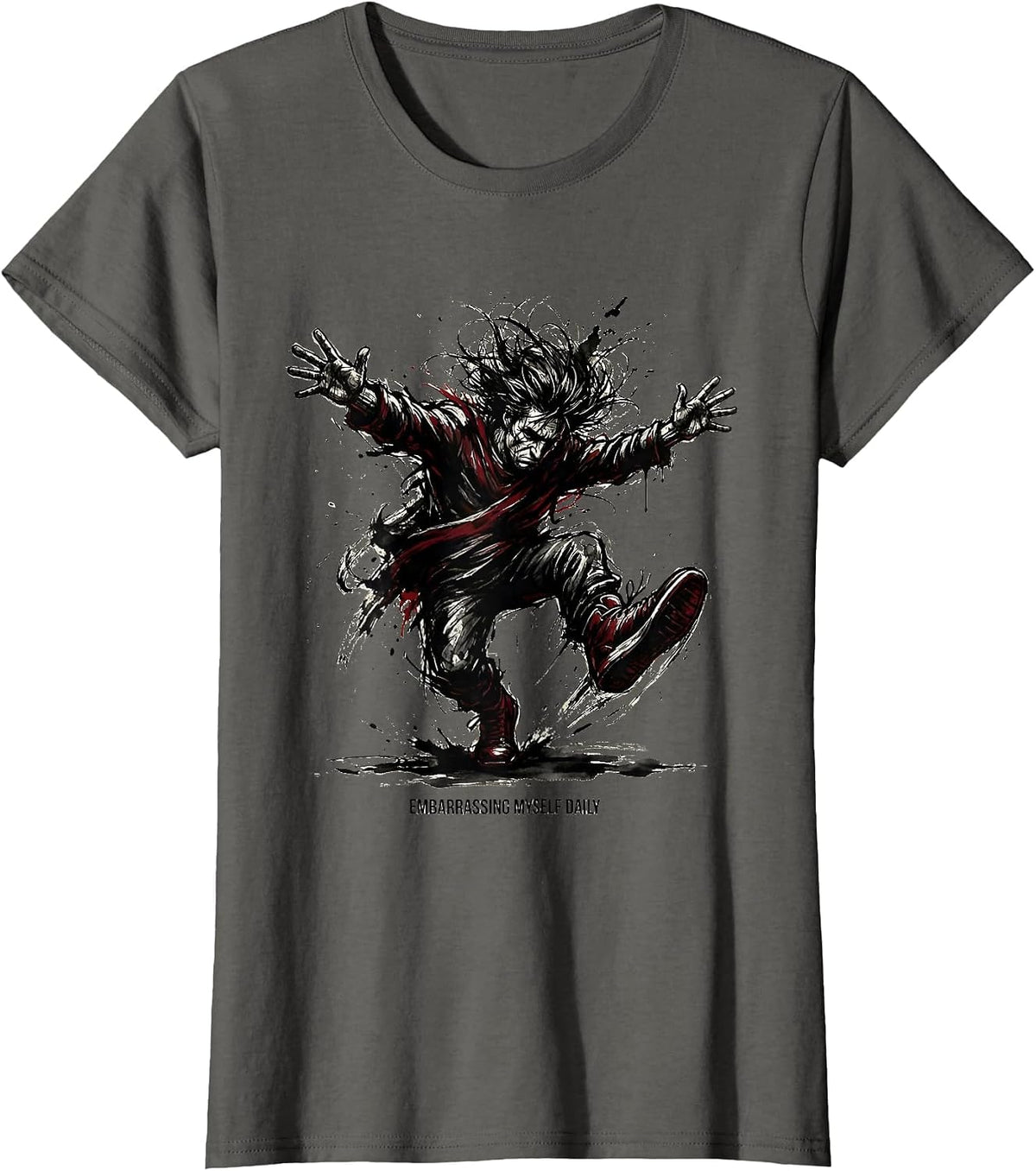 Women's Embarrassing Myself Daily Funny Humor Design T-Shirt - Asphalt Grey