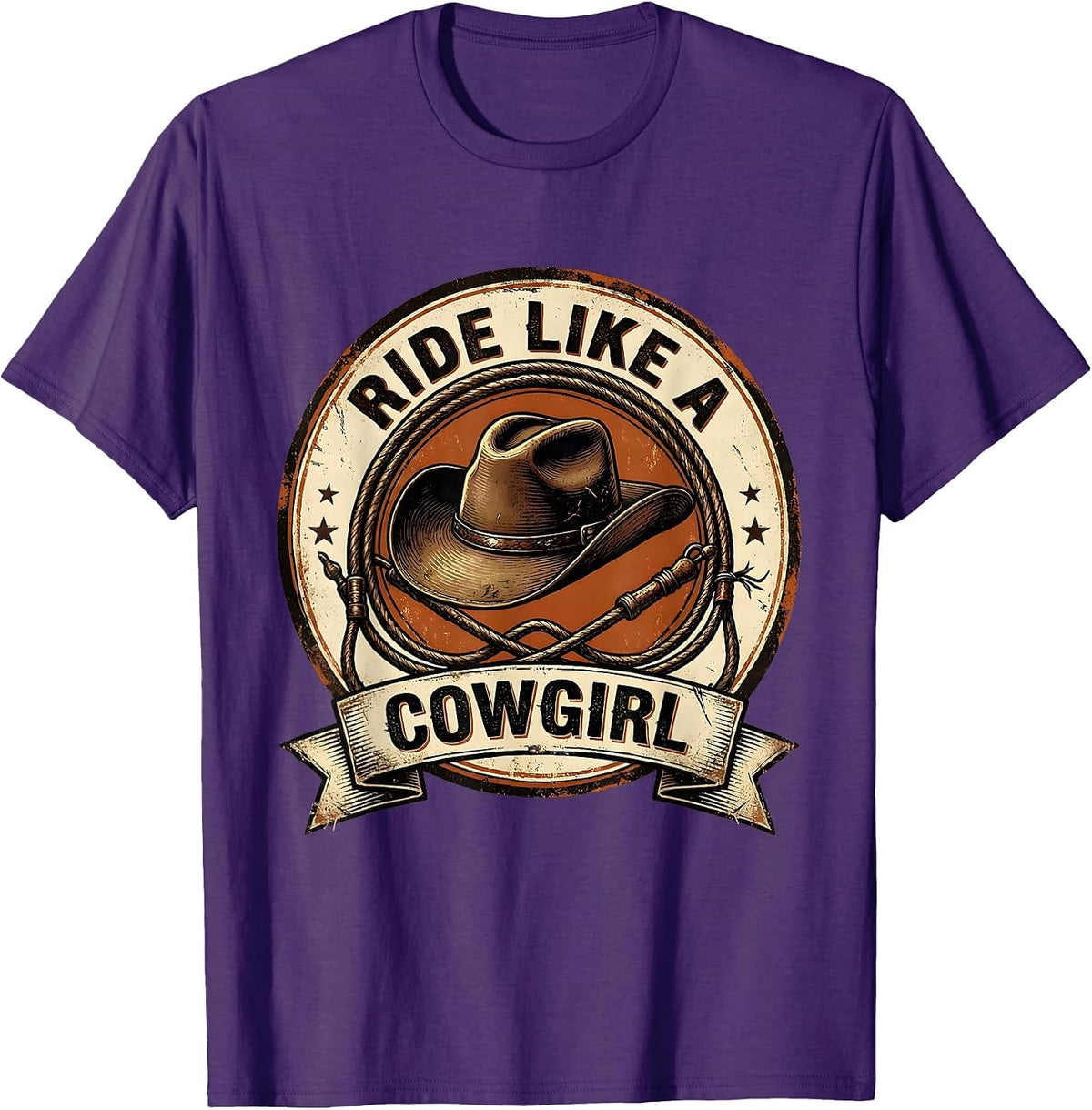 Men's Ride Like a Cowgirl Western Design T-Shirt - Purple