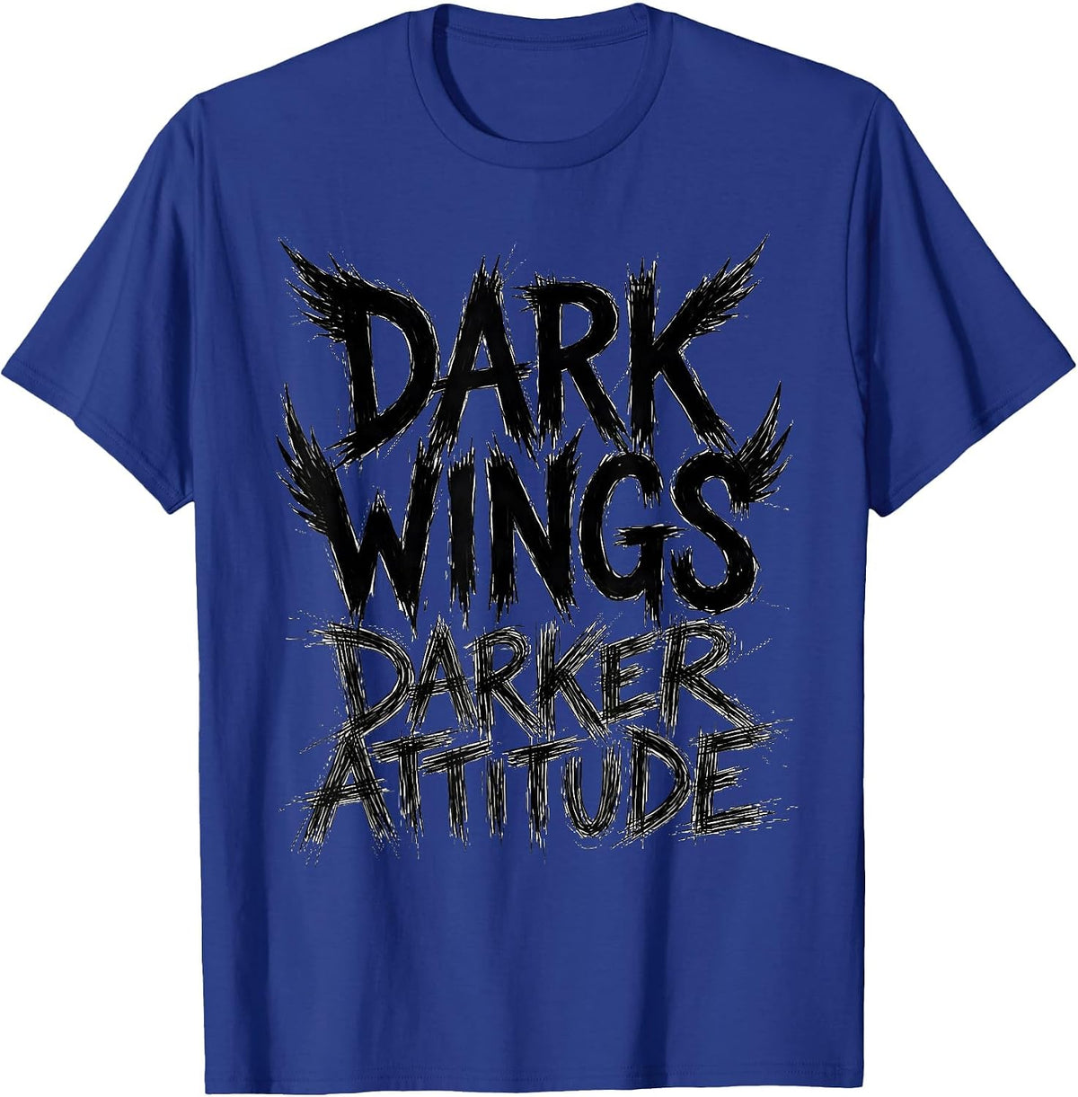 Dark Wings Darker Attitude Crow Graphic Design T-Shirt - Royal Blue