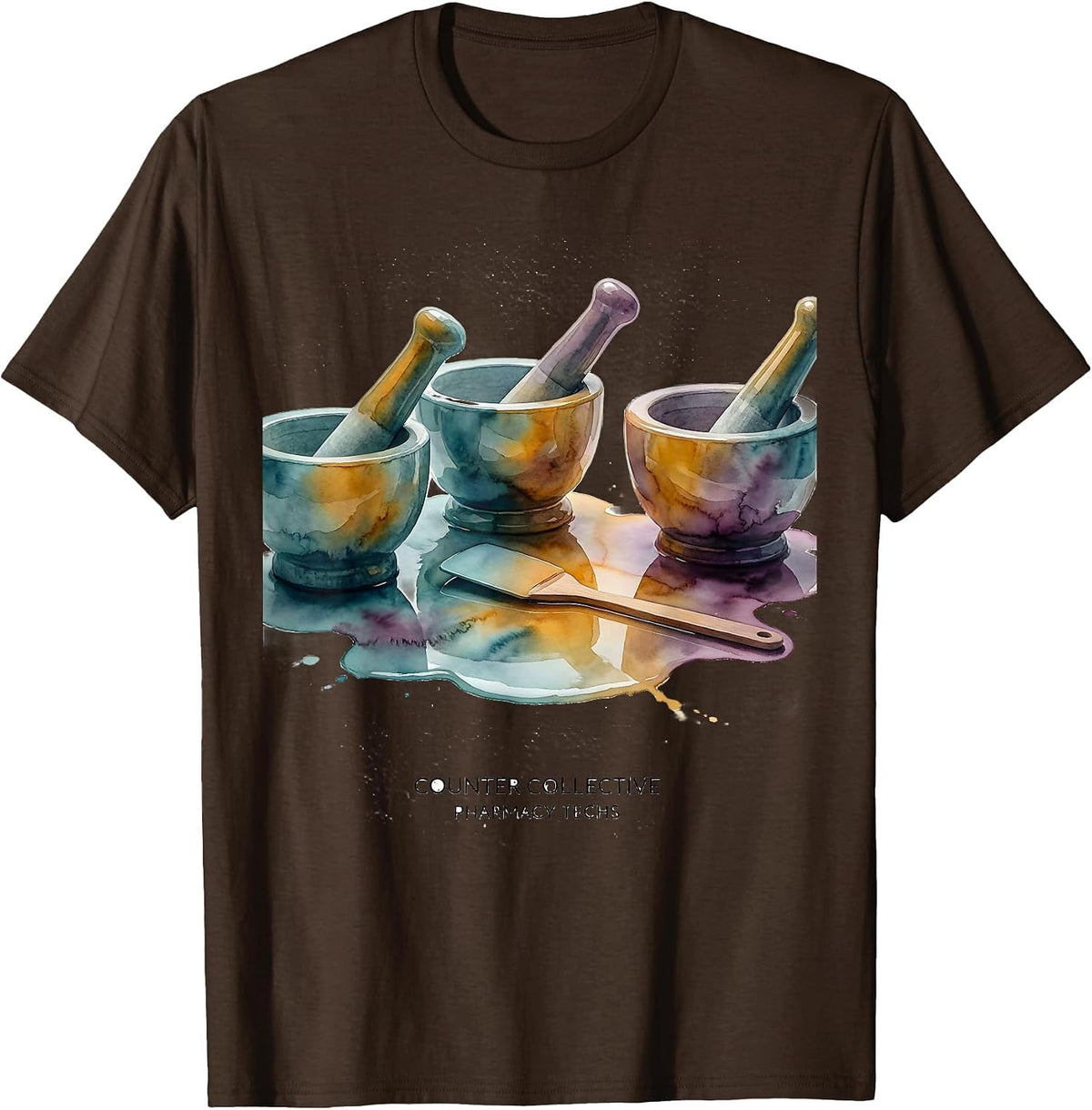 Counter Collective Pharmacy Techs Funny Pharmacy Tech Humor T-Shirt - Brown
