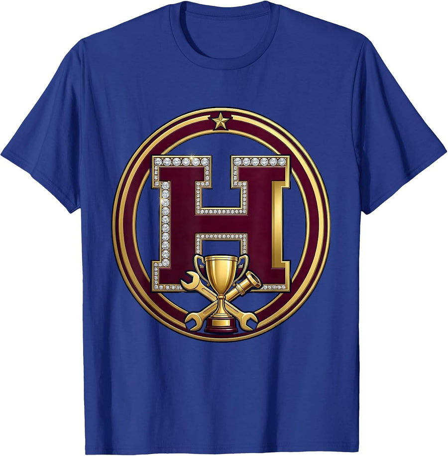 Trophy Husband Plumber Golden Toolbox Graphic Tee T-Shirt - Royal Blue