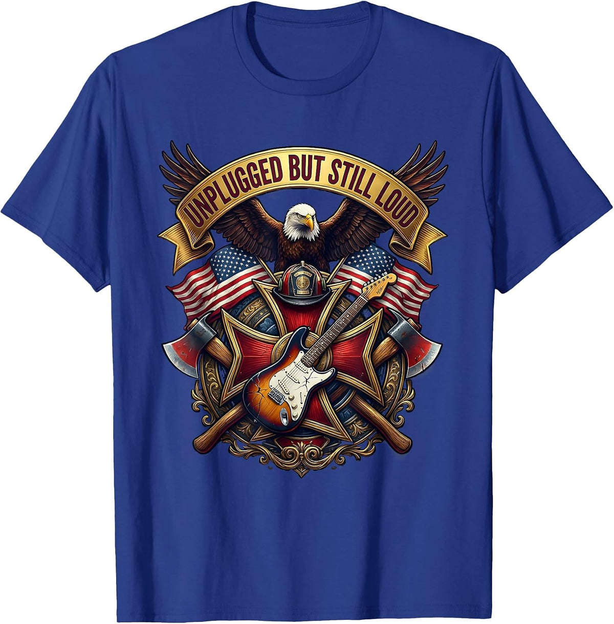 Unplugged But Still Loud Grunge Music Design T-Shirt - Royal Blue