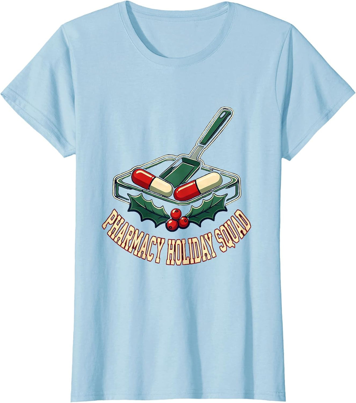 Women's Pharmacy Holiday Squad Funny Pharmacy Tech Christmas T-Shirt - Baby Blue