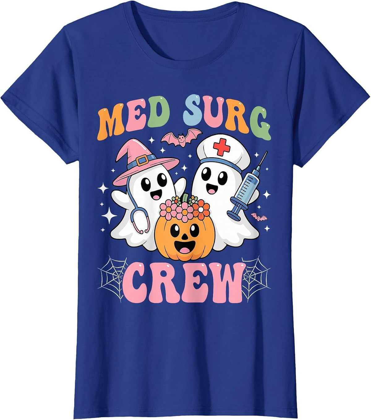 Medical Surgical Nursing Med Surg Crew Nurse Ghost Halloween T-Shirt - Royal Blue