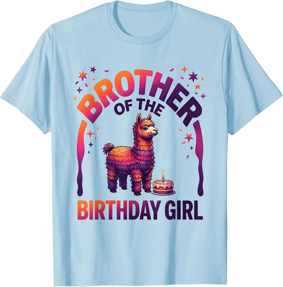 Brother Of The Birthday Girl Funny Llama Piñata Party T-Shirt - Baby Blue