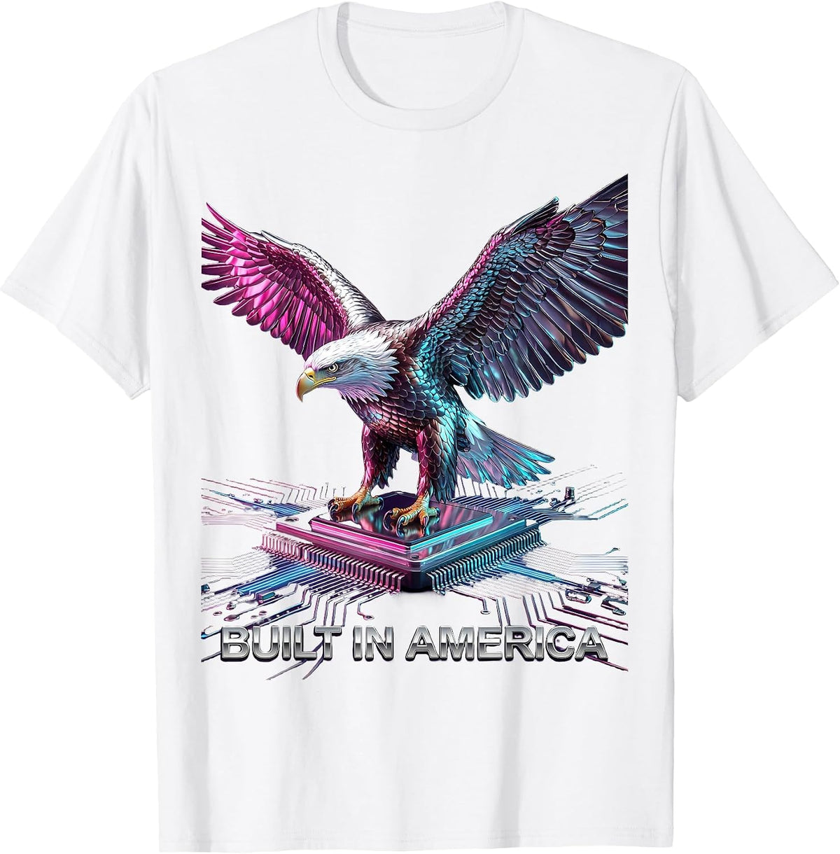Men's Built in America Patriotic Pride Design T-Shirt - White