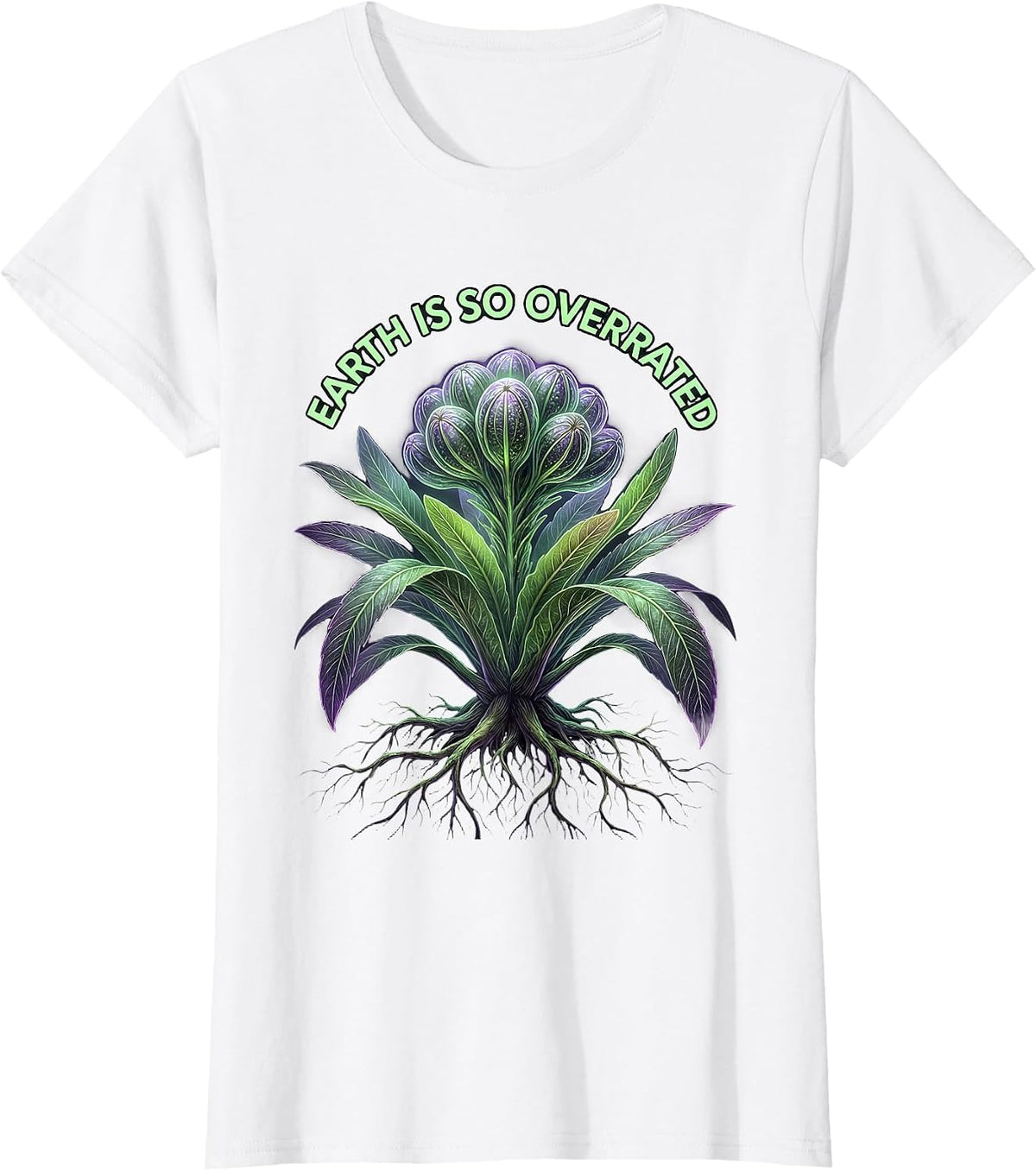 Women's Earth Is So Overrated Alien Space Design T-Shirt - White