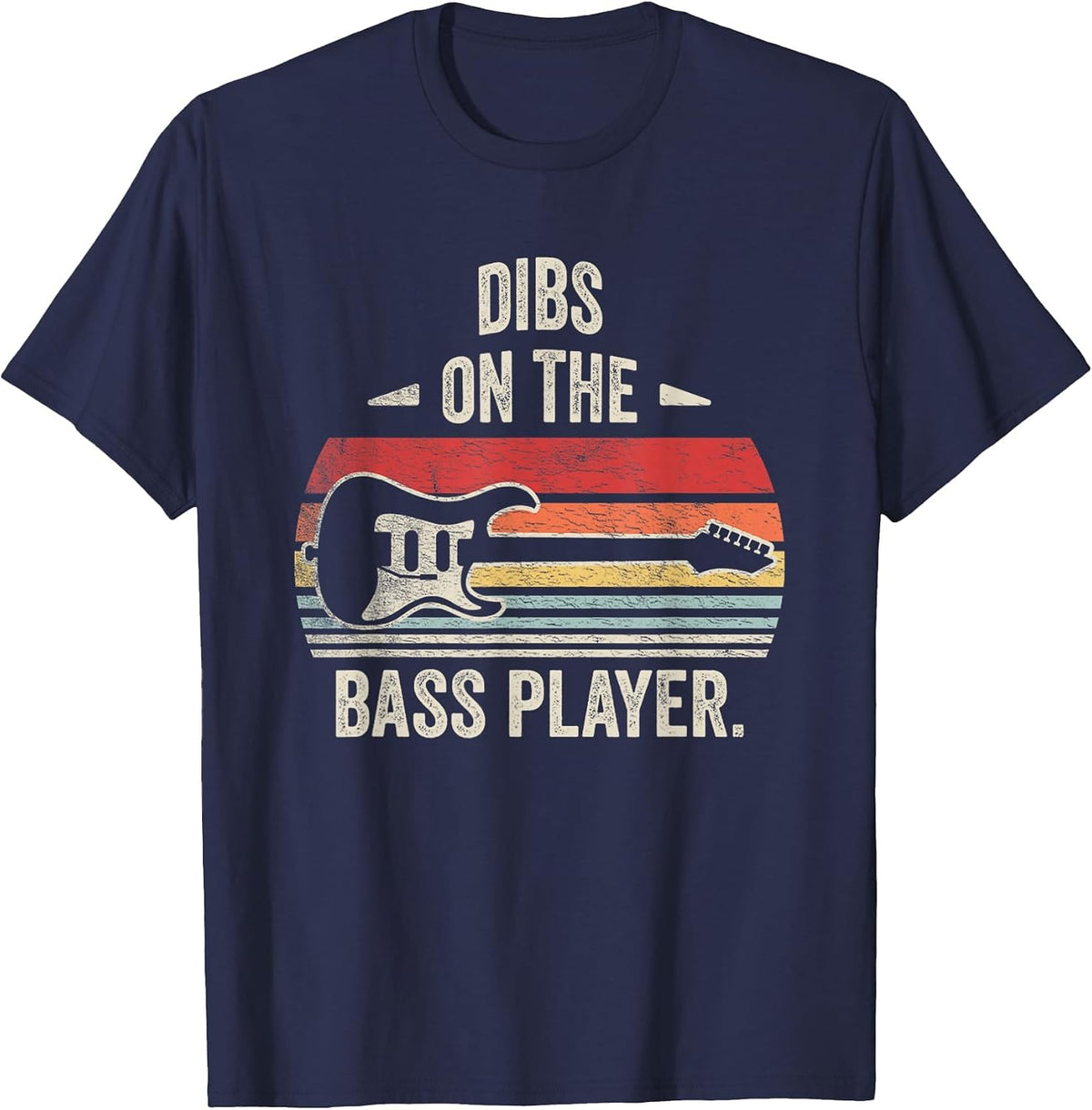 Retro Vintage Dibs On The Bass Player Bassist T-Shirt - Navy Blue
