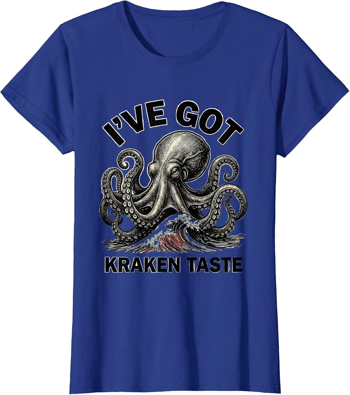 Women's I've Got Kraken Taste Vintage Octopus Lover Japanese T-Shirt - Royal Blue