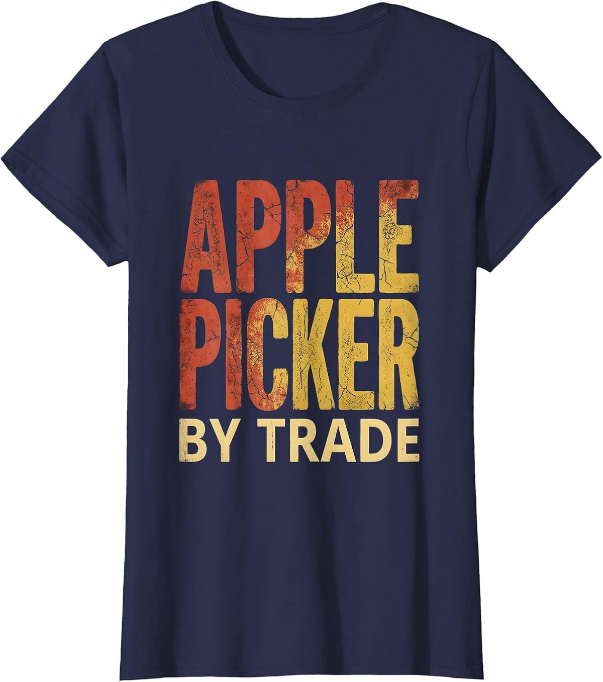 Women's Apple Picker By Trade Orchard Harvest Design T-Shirt - Navy Blue