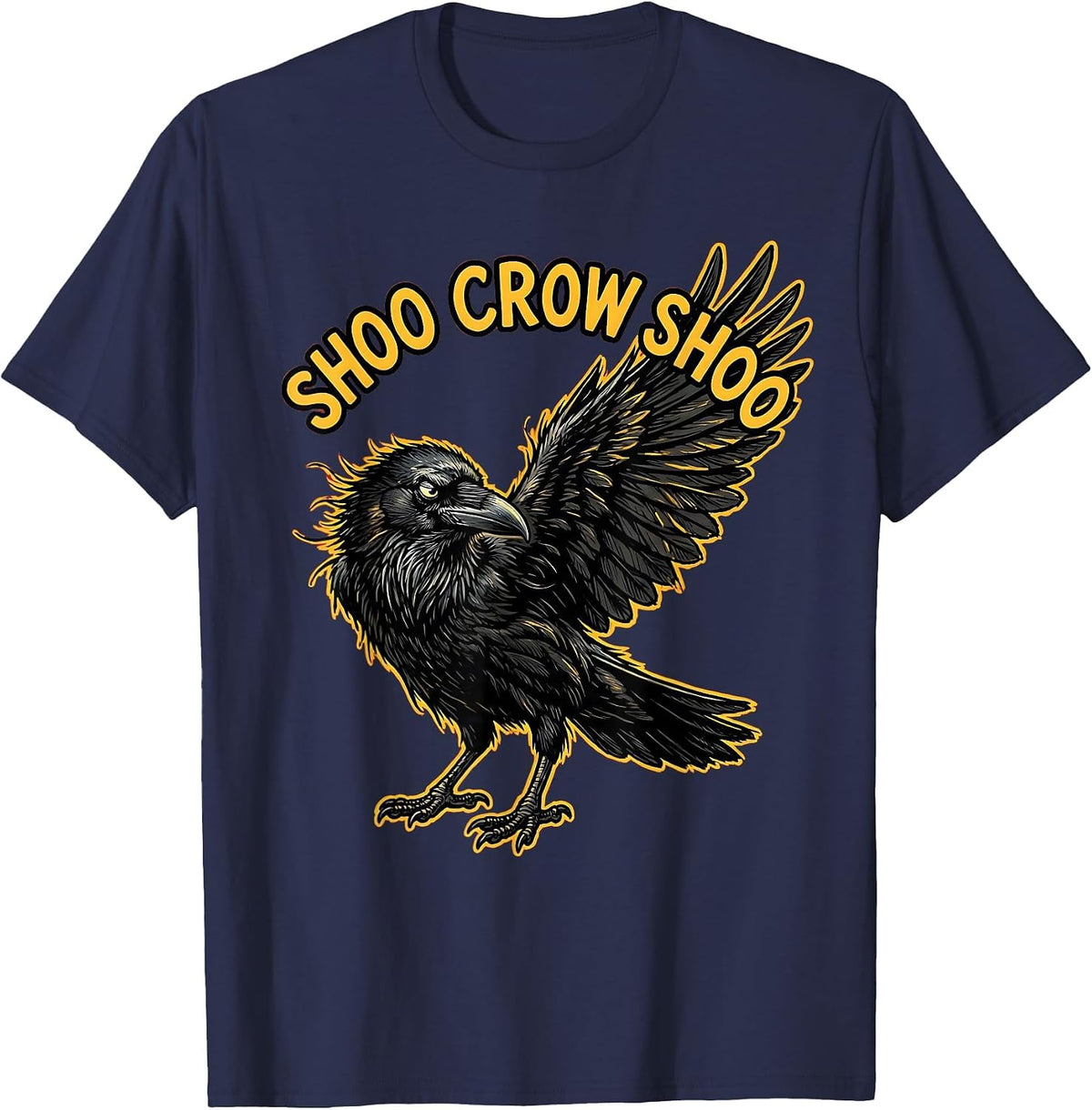 Men's Shoo Crow Shoo Fawk Off Crow Design T-Shirt - Navy Blue