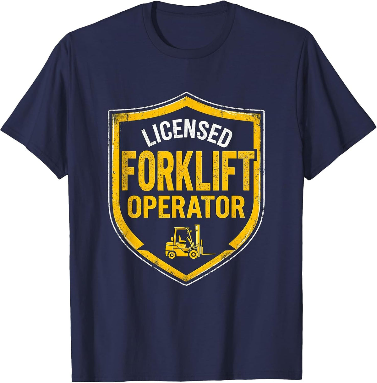 Licensed Forklift Operator Funny Construction Worker Heavy T-Shirt - Navy Blue