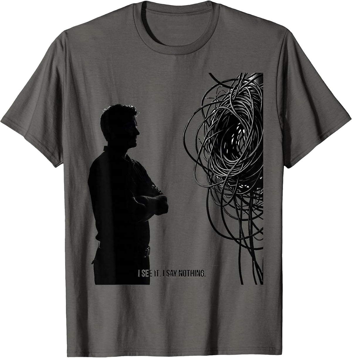 Men's I See It I Say Nothing Funny Electrician Trade Humor Gift T-Shirt - Asphalt Grey